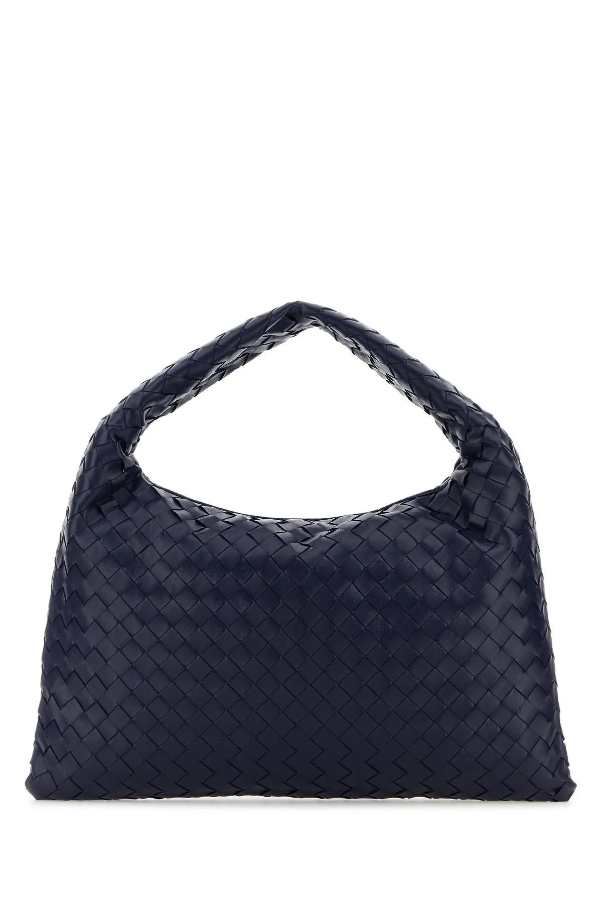 Shop Bottega Veneta Dark Blue Leather Small Hop Shoulder Bag