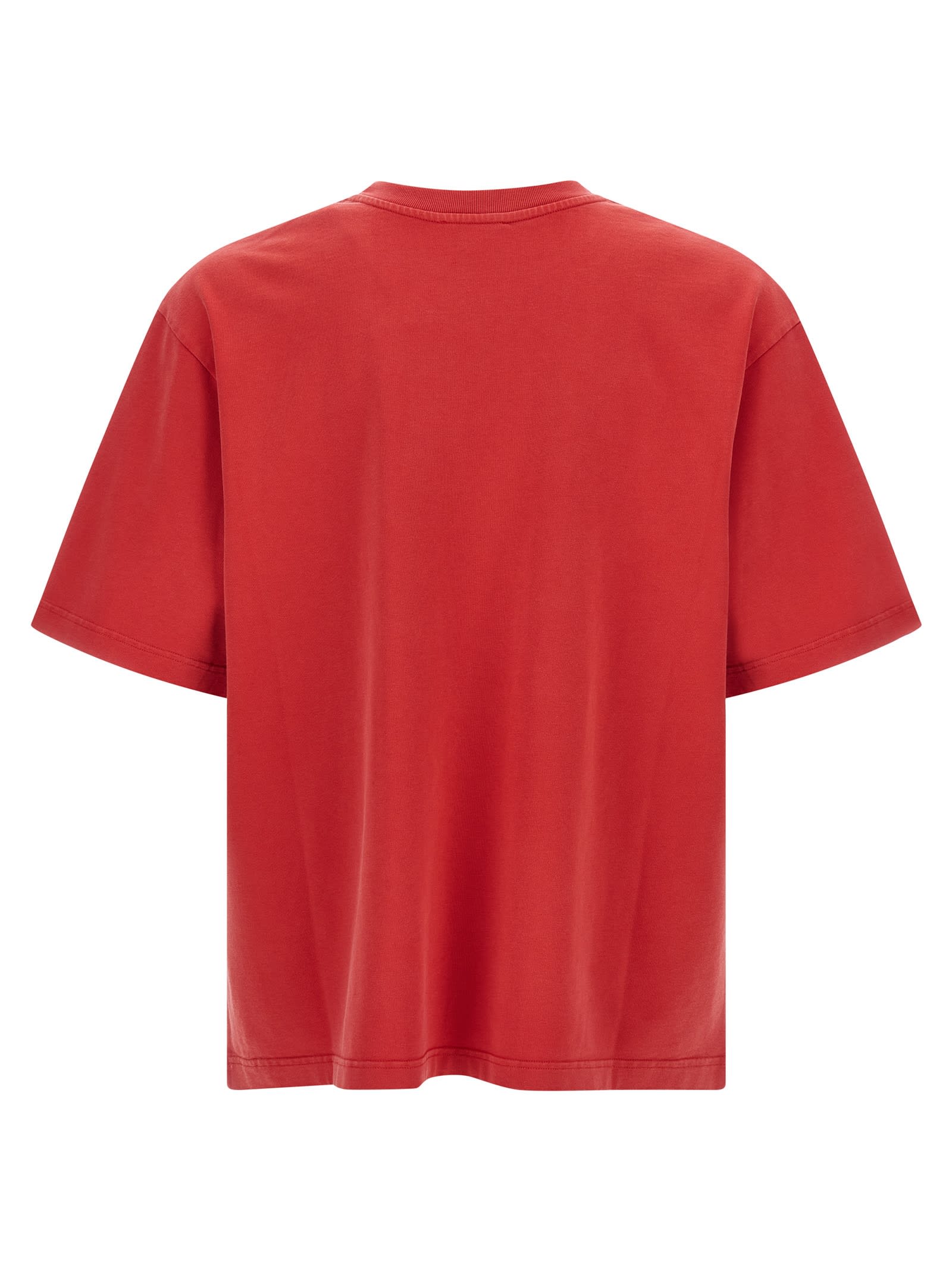 Casablanca Oversized Red Cotton T-shirt With Graphic Front Print In Red