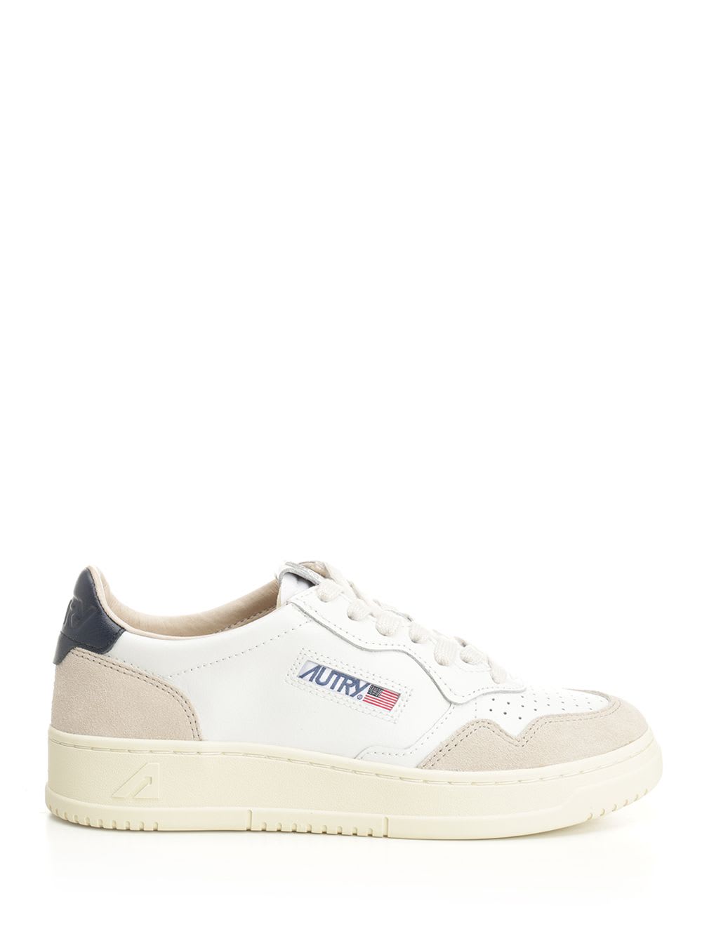 Autry Medalist White Low Top Sneakers With Blue Suede Details In Leather Woman In Nude