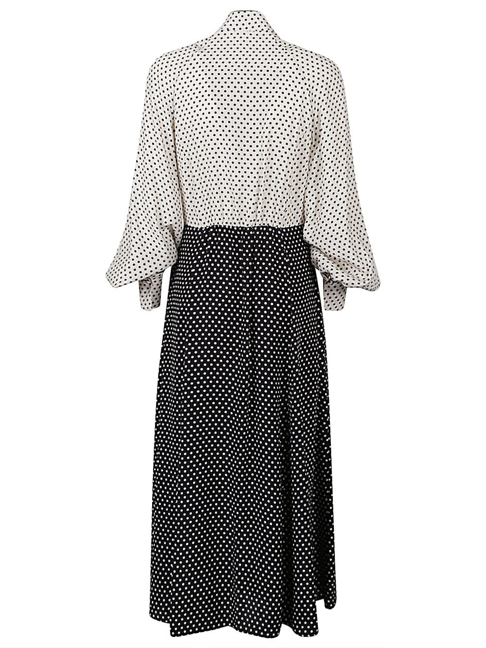 Crida Milano Polka Dot Silk Midi Dress In Black