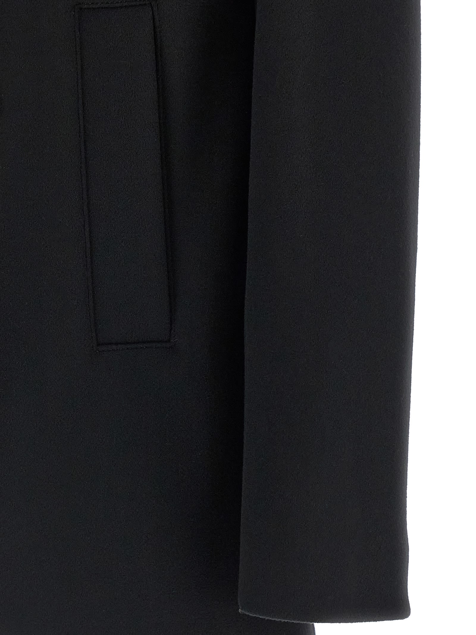 Herno Double-breasted Wool Coat Side Pockets In Black
