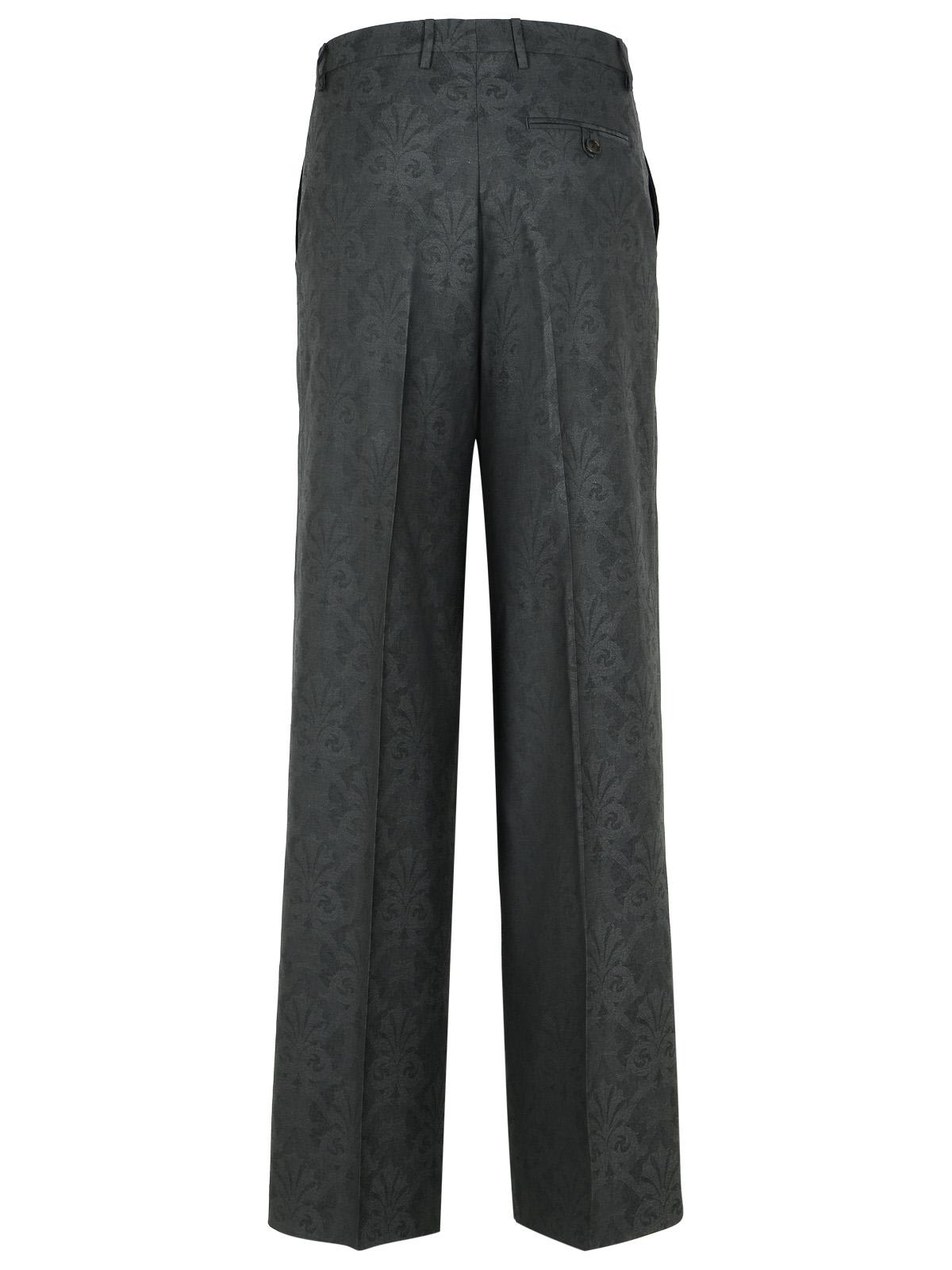 Shop Etro Grey Wool Trousers