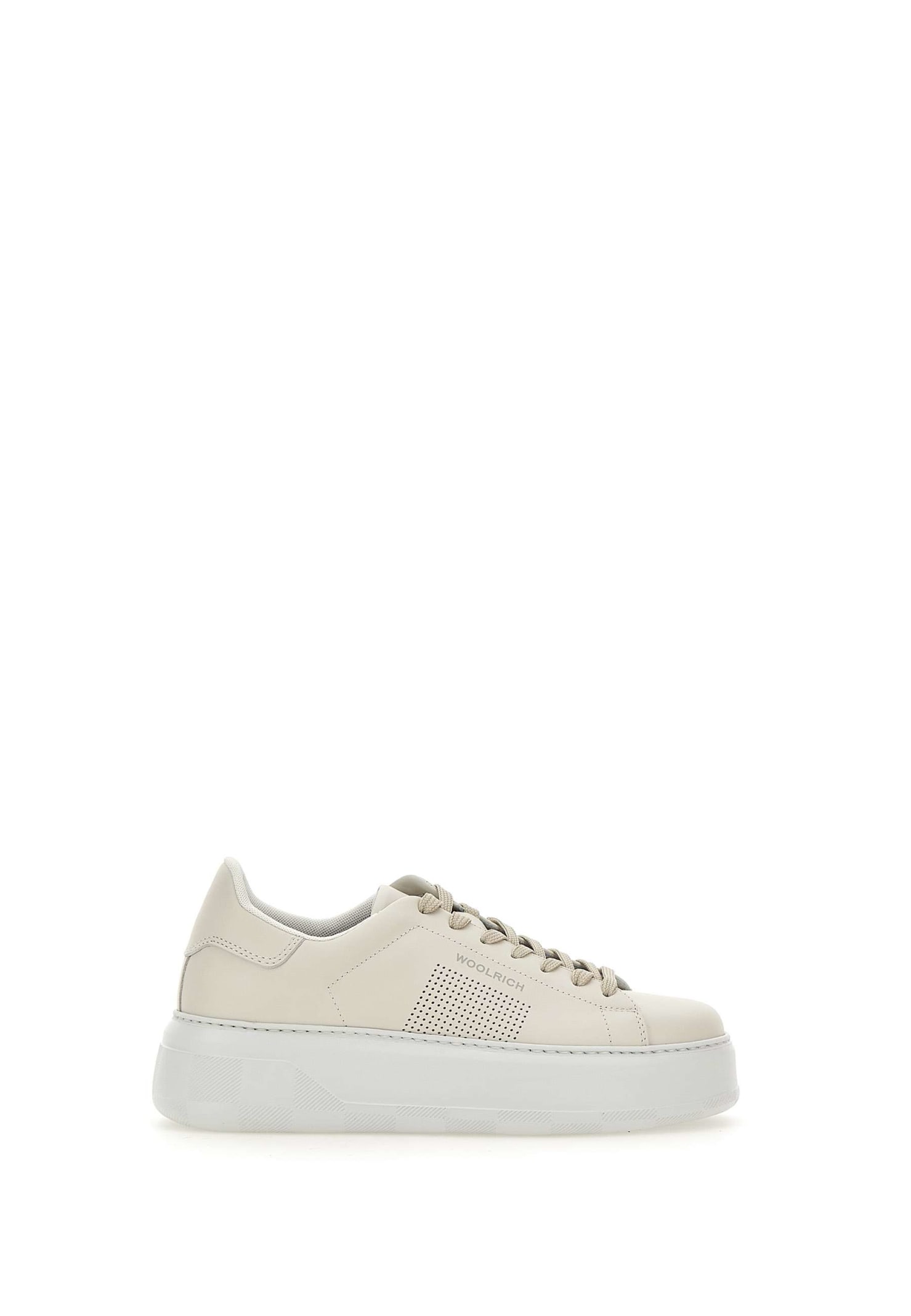 Shop Woolrich Chunky Court Leather Sneakers In White