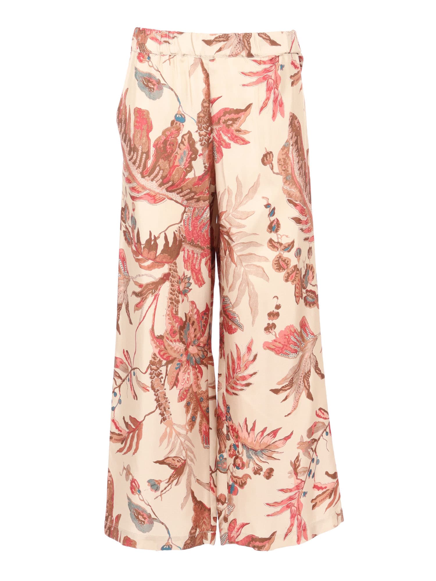 Weekend Max Mara Elastic Waistband Wide Leg Floral Print Trousers In Animal Print