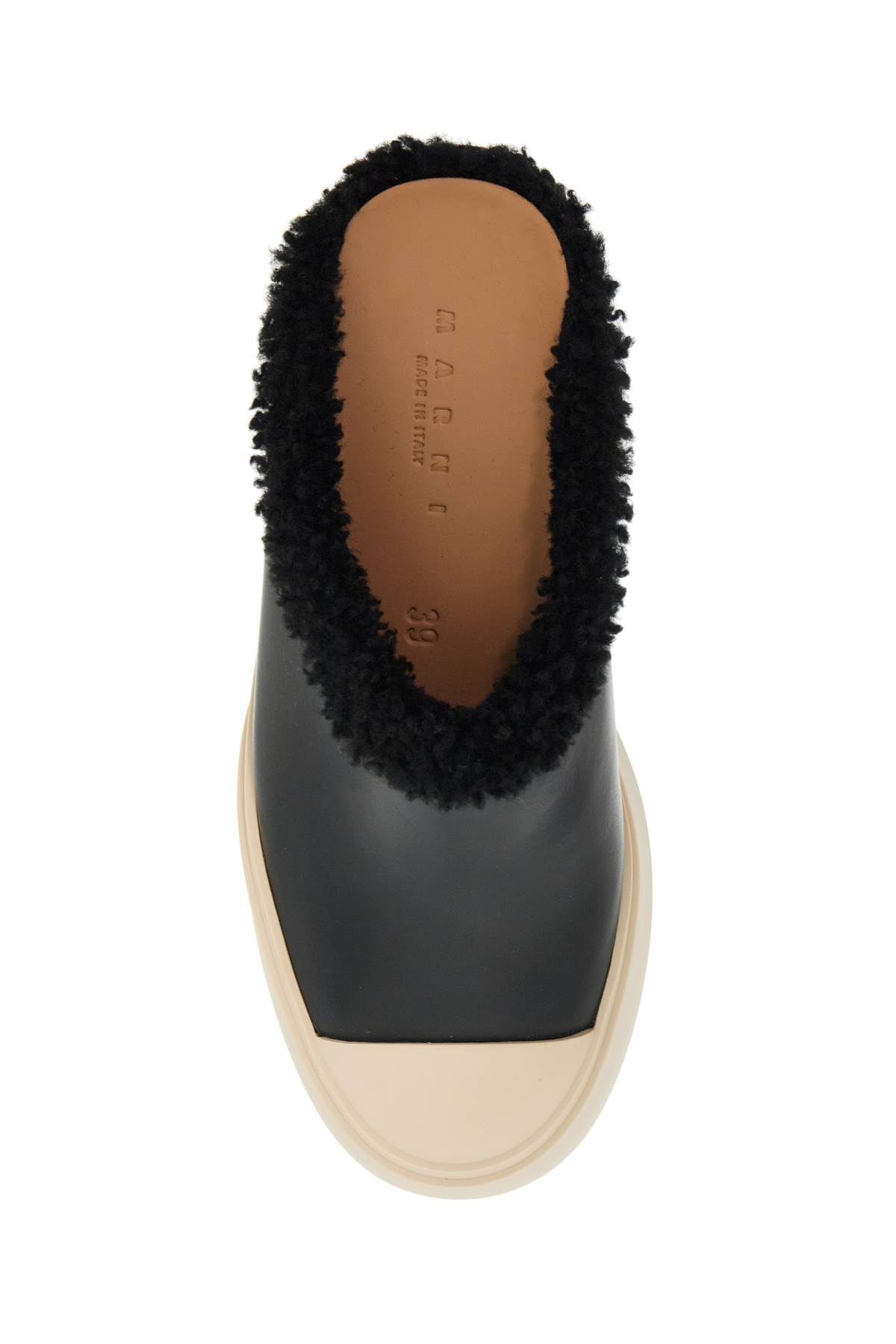 Shop Marni Pablo Leather And Shearling Clog In Black (black)