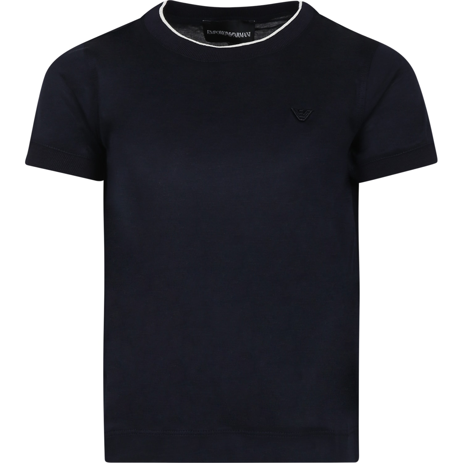 Emporio Armani Kids' Blue T-shirt For Boy With Eagle In Navy Side