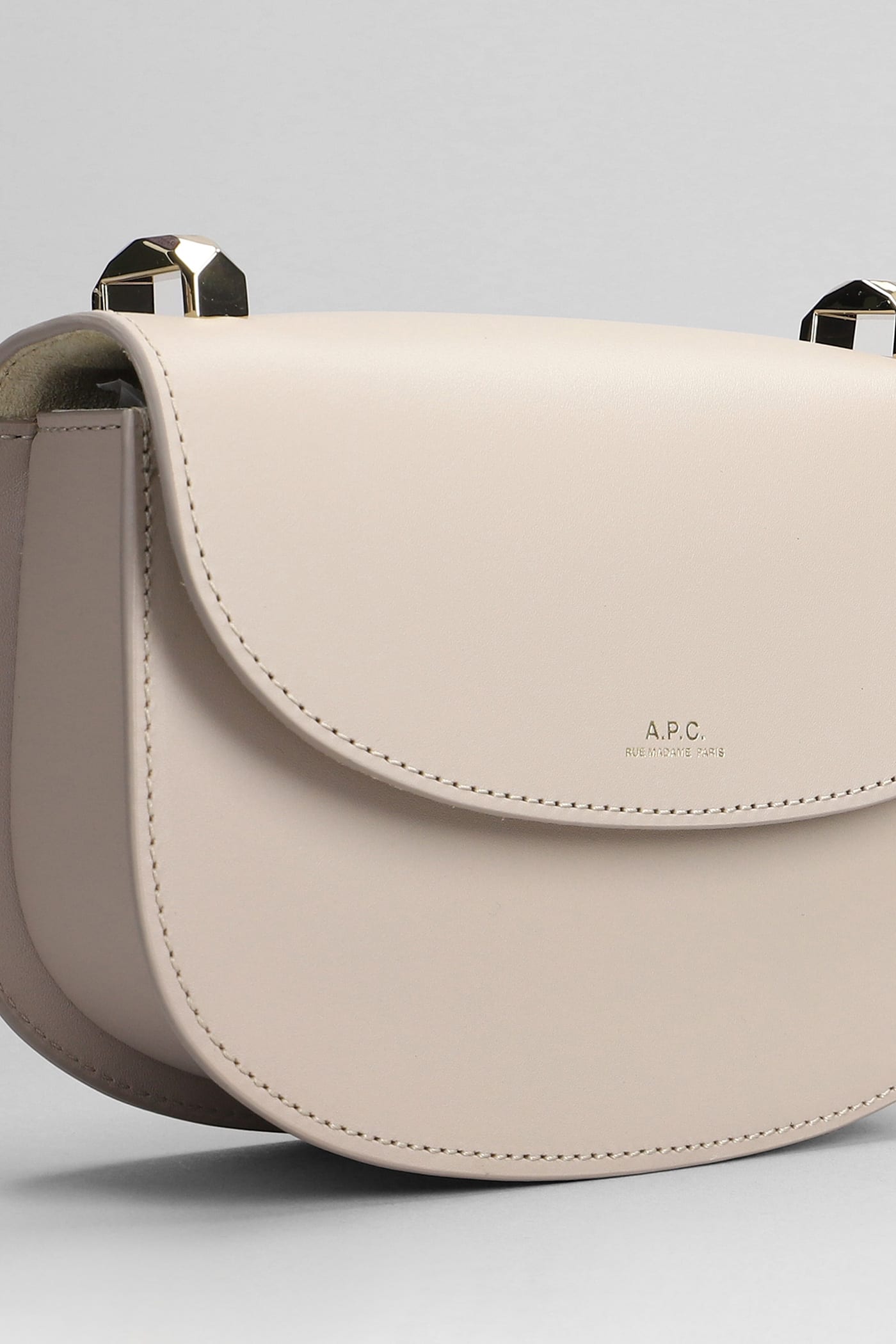 Apc Geneve Mini Shoulder Bag In Grey Leather In Lal Moon Grey