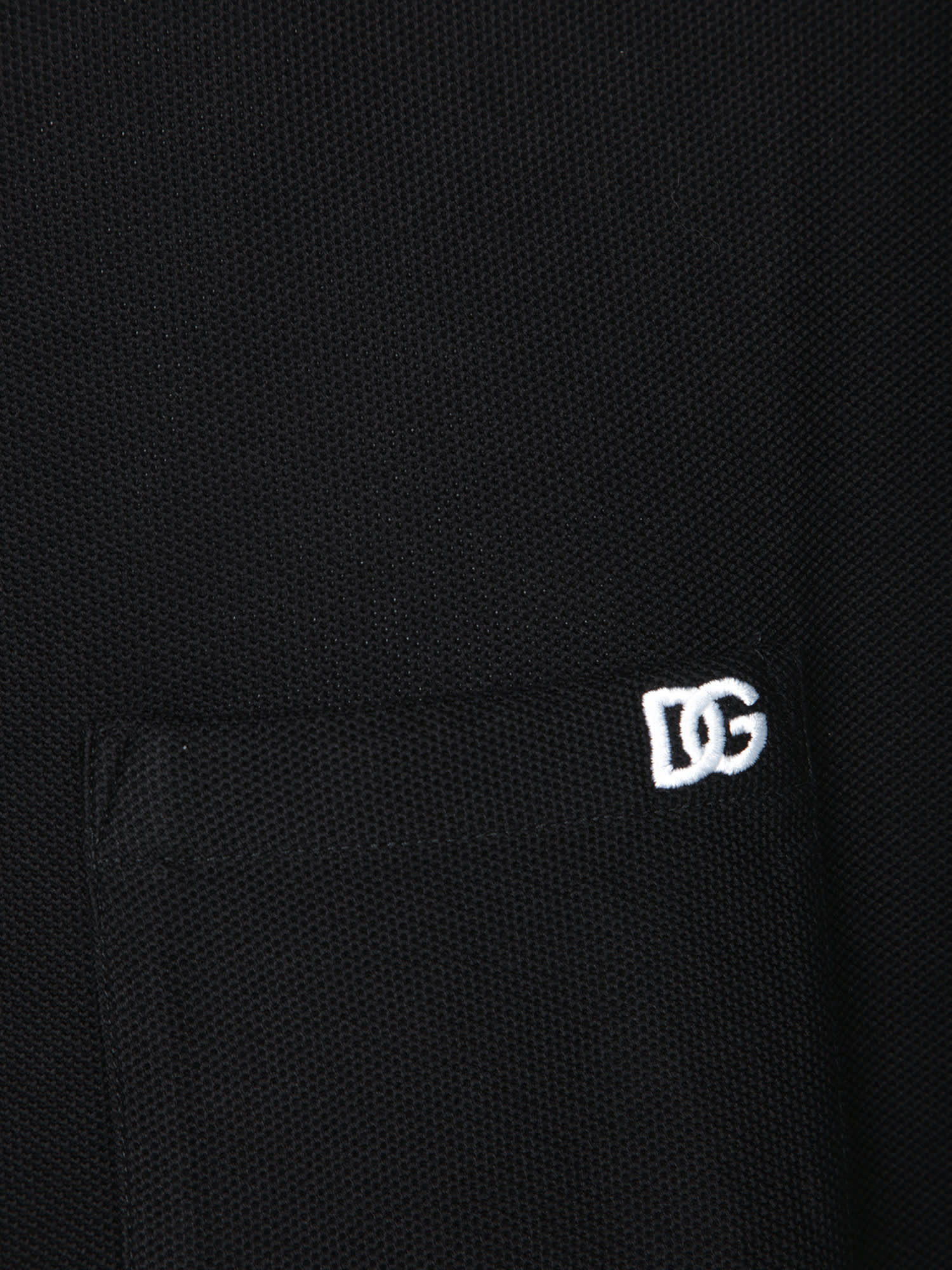 Dolce & Gabbana Black Crewneck T-shirt With Logo Embroidery On The Front In White