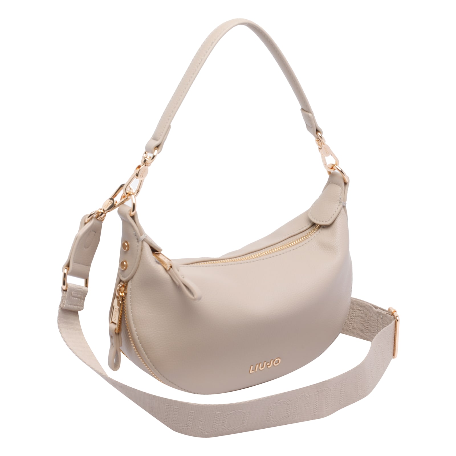 Liu •jo Logo Small Hobo Bag In Sand