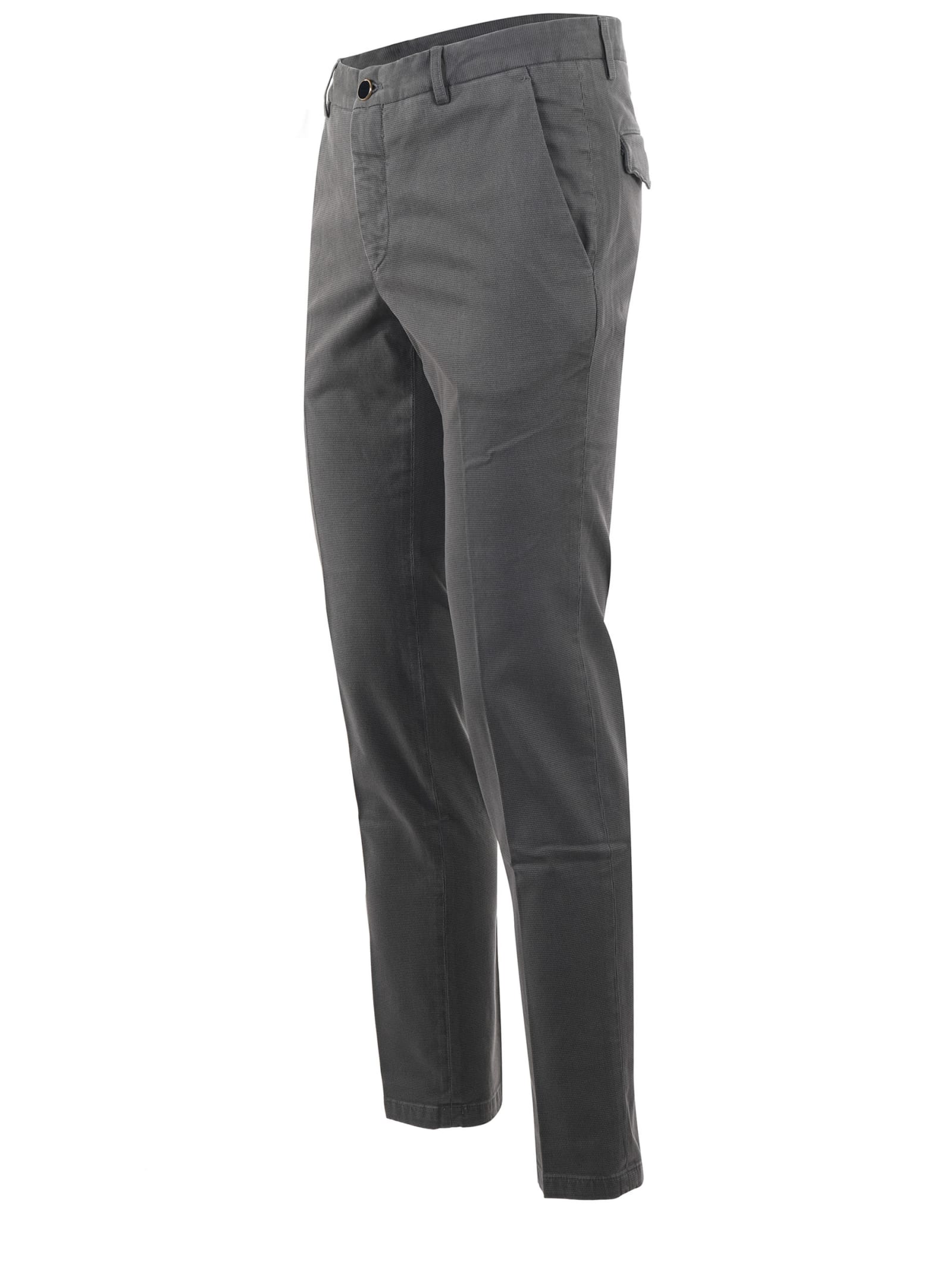 Shop Pt01 Trousers In Micro Patterned Stretch Cotton In Grigio Scuro