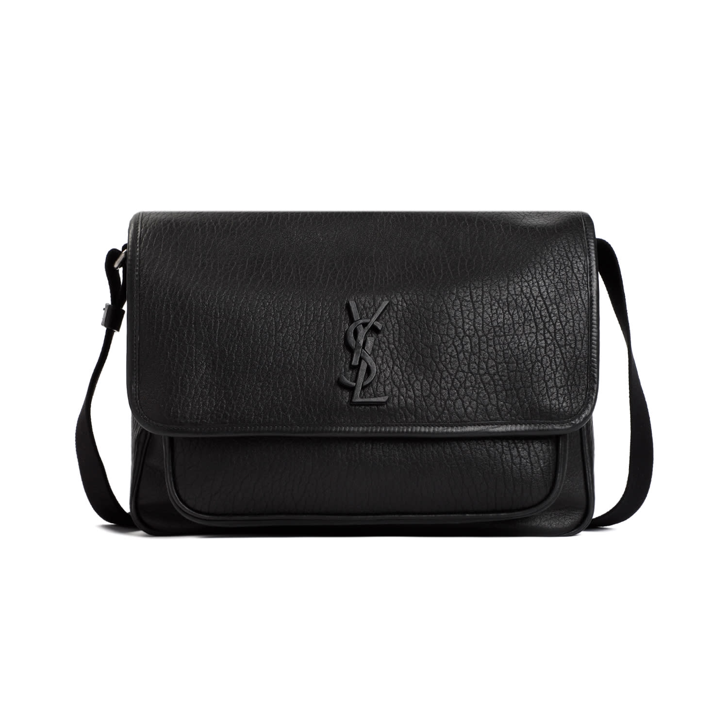 Saint Laurent Niki Logo Plaque Messenger Bag In Nero