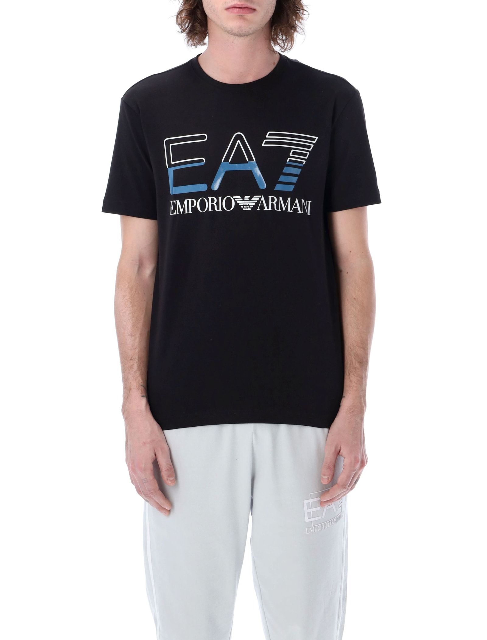 Ea7 Logo Series Stretch Cotton-jersey T-shirt In 1200