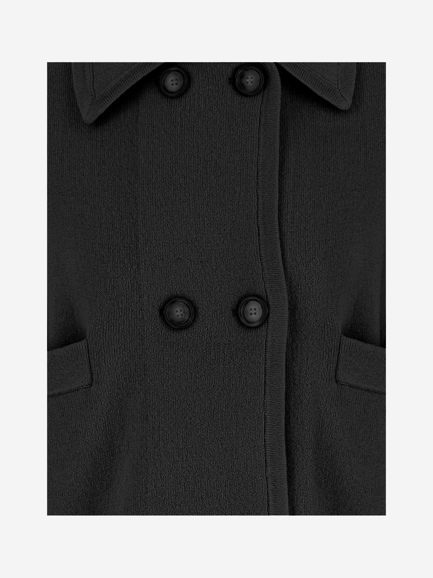 Allude Wool And Cashmere Jacket With Structured Collar And Double-breasted Closure In Black