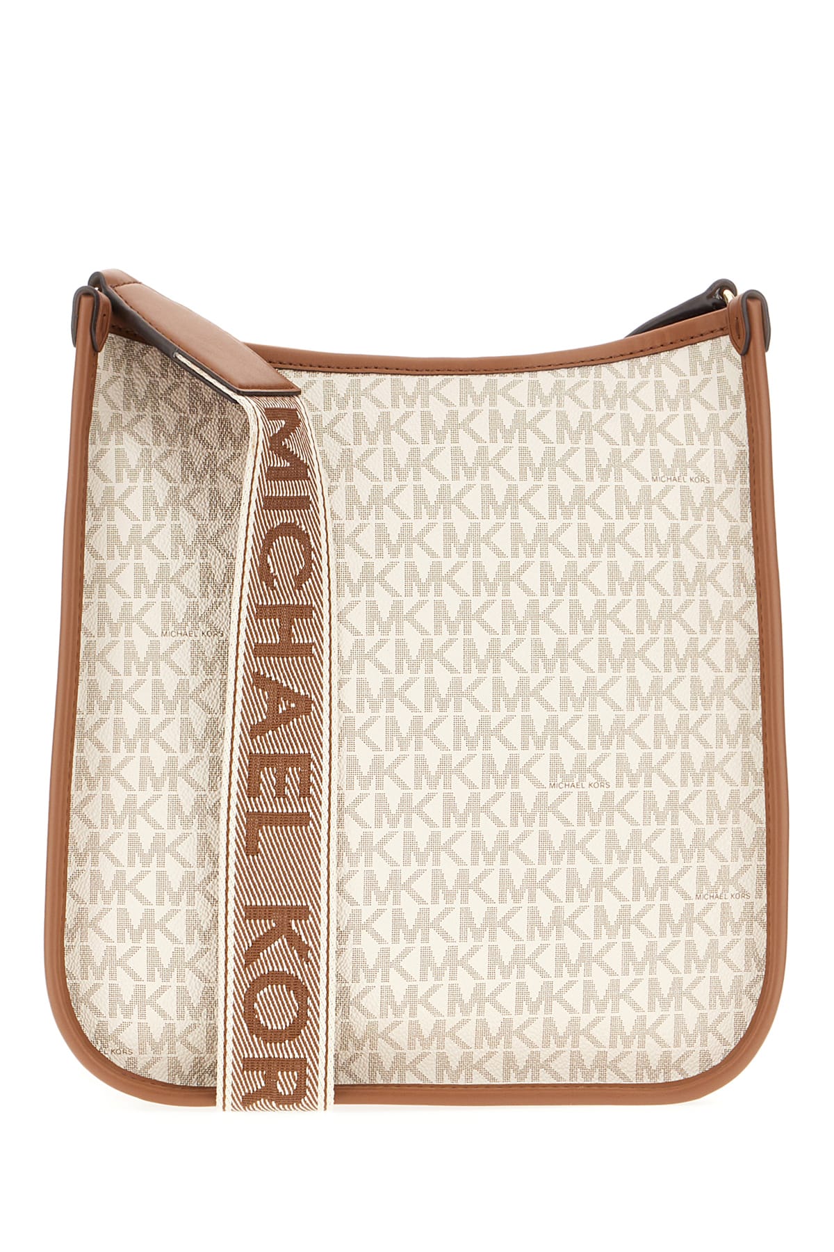 Shop Michael Kors Printed Leather Raven Crossbody Bag In Vanillalugg