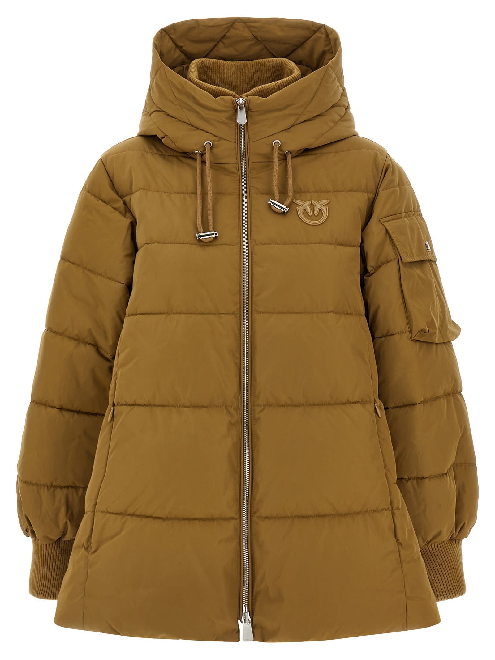 Pinko Crusca Puffer Jackets Beige In Brown