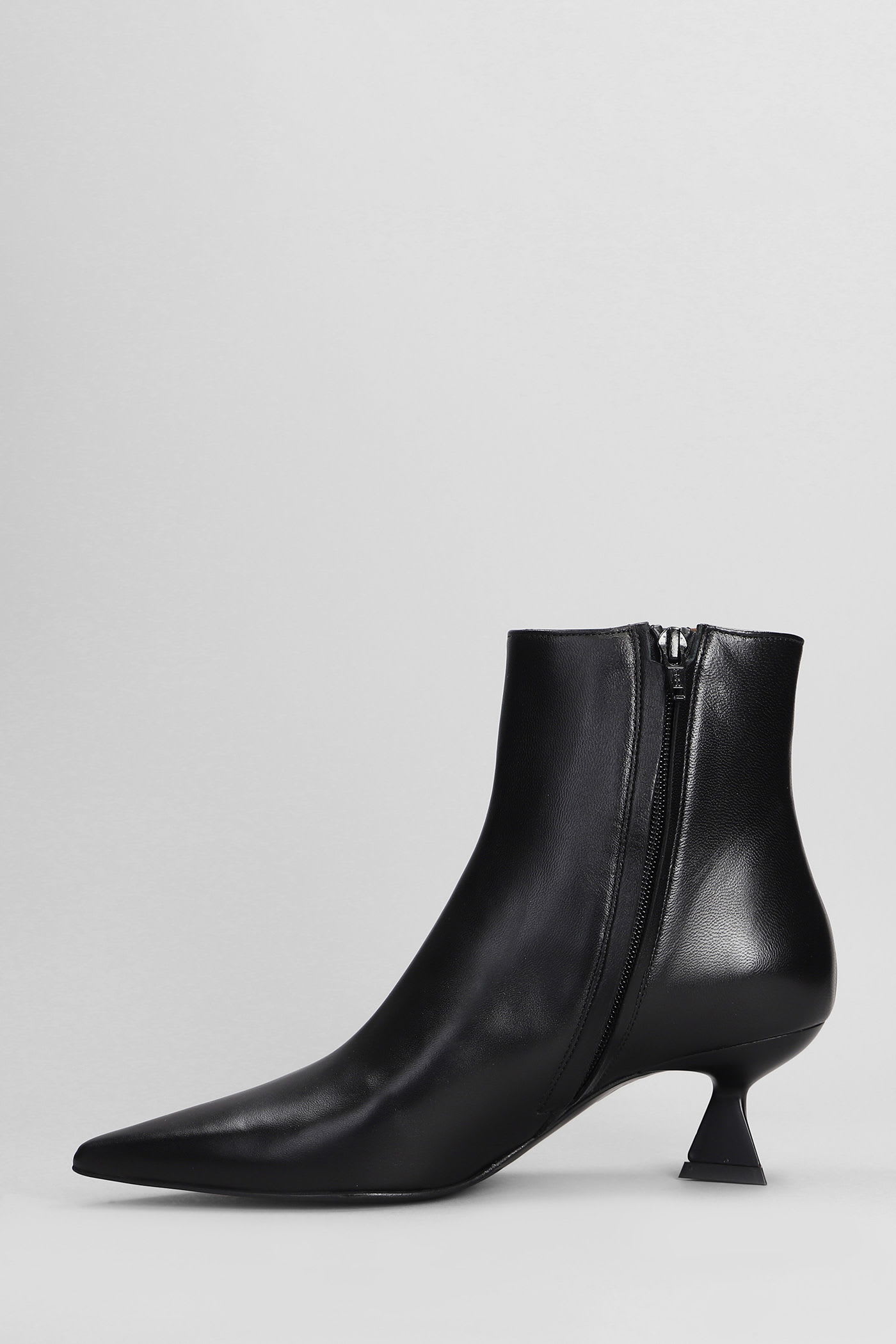 Roberto Festa Jina High Heels Ankle Boots In Black Leather In Black