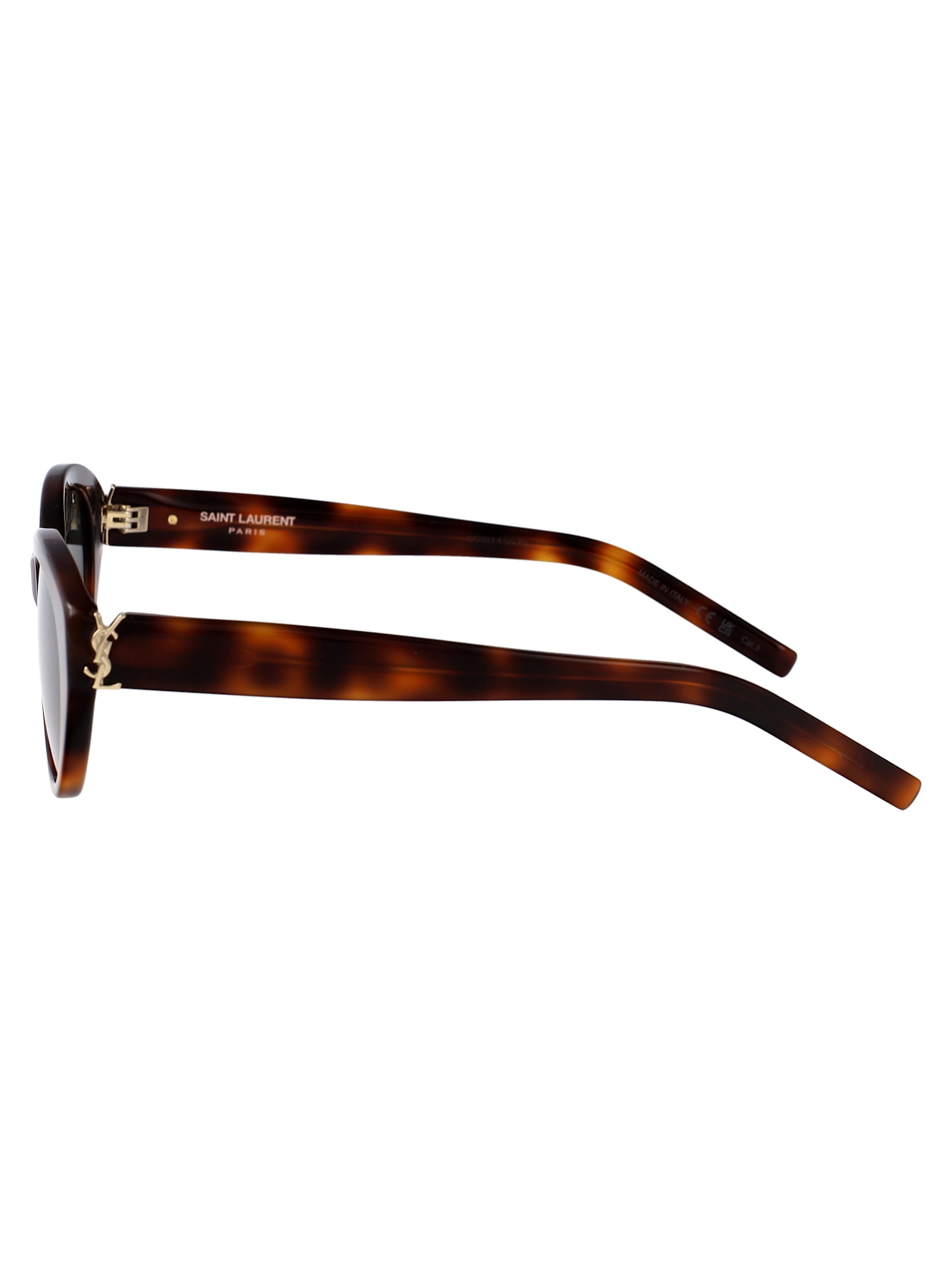 Saint Laurent Havana-havana-grey Recycled Acetate Sunglasses In Gray