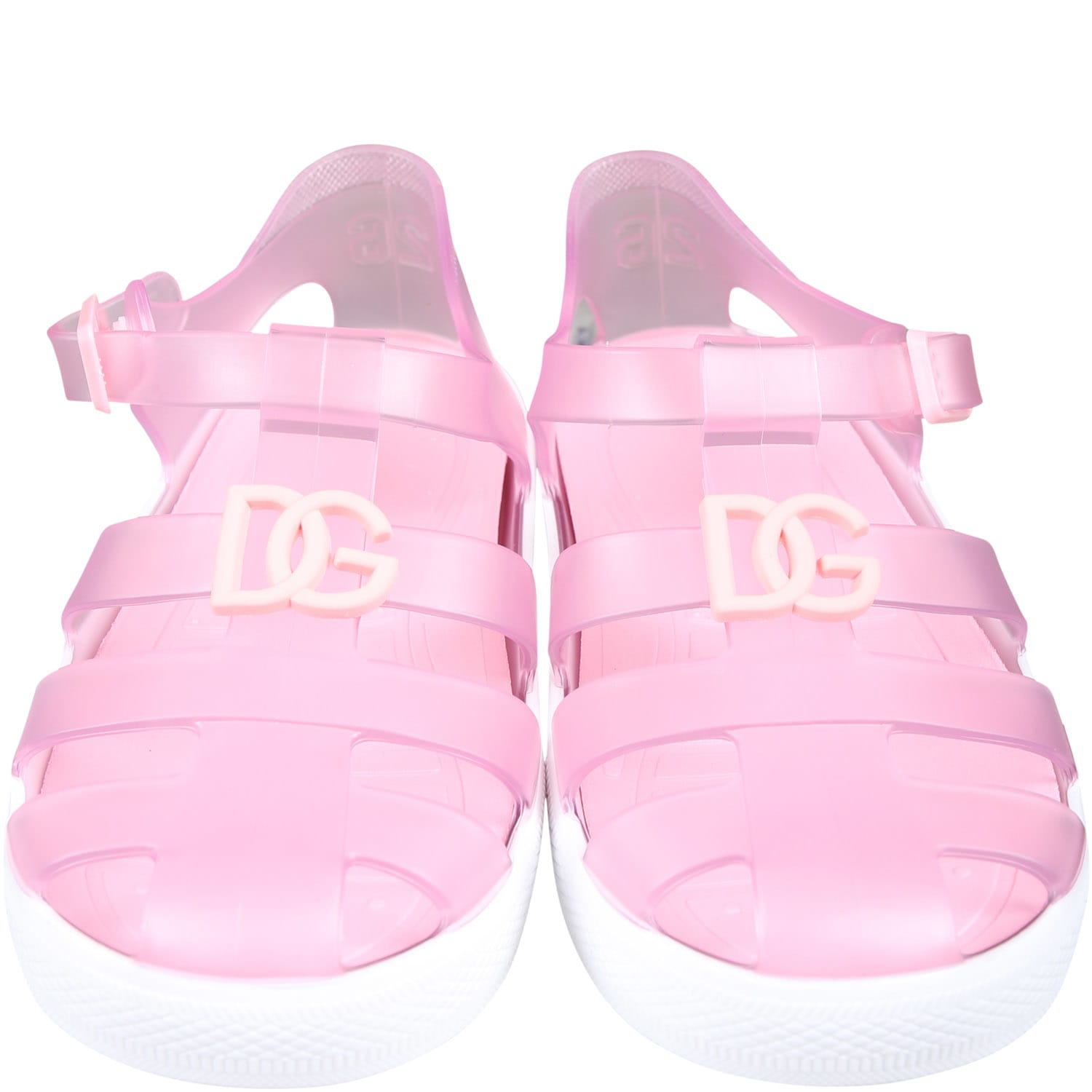Shop Dolce & Gabbana Pink Sandals For Girl With Logo