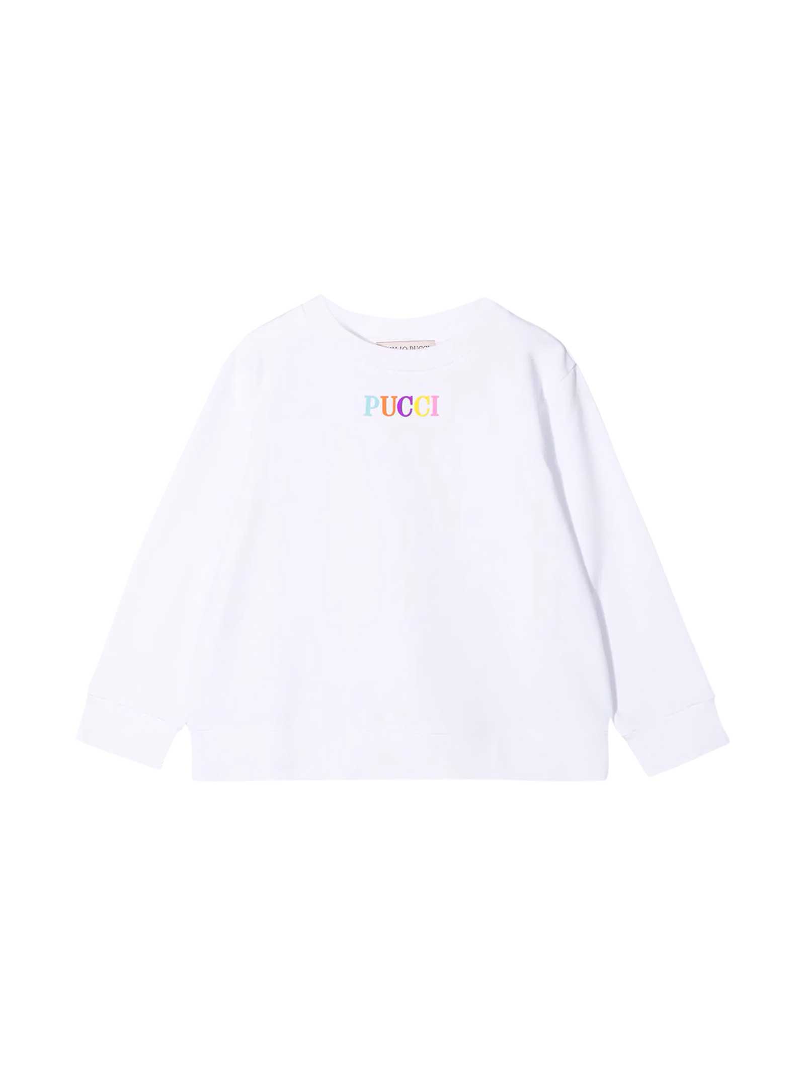 Emilio Pucci White Sweatshirt With Multicolor Logo