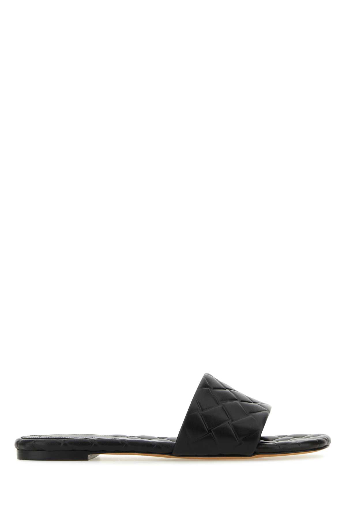 Shop Bottega Veneta Black Leather Amy Slippers