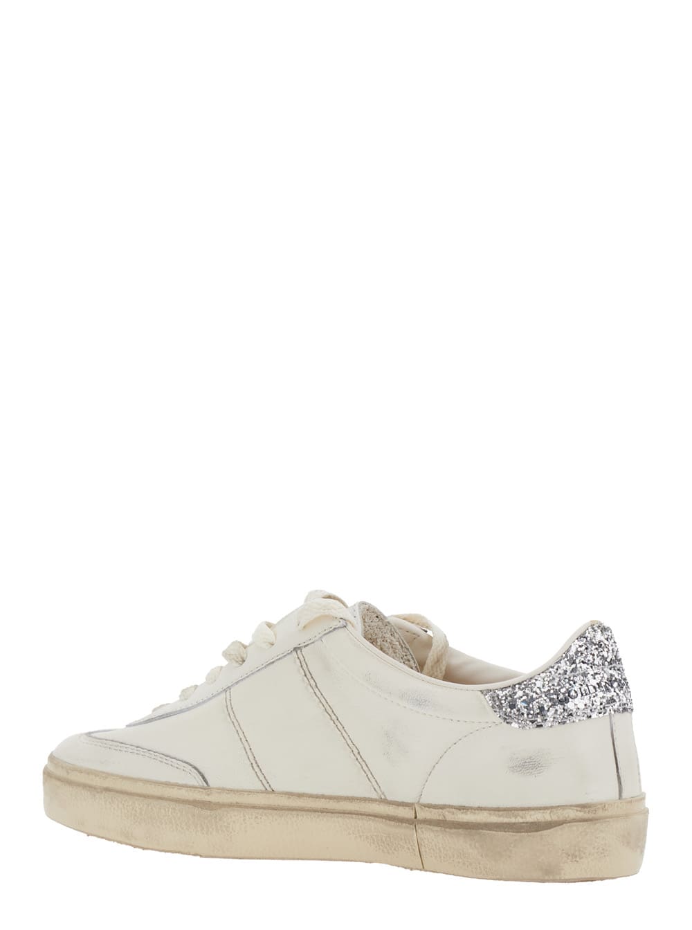 Golden Goose Soul-star White Low-top Sneaker With Glitter Heel And Logo Lettering In Leather Woman In White
