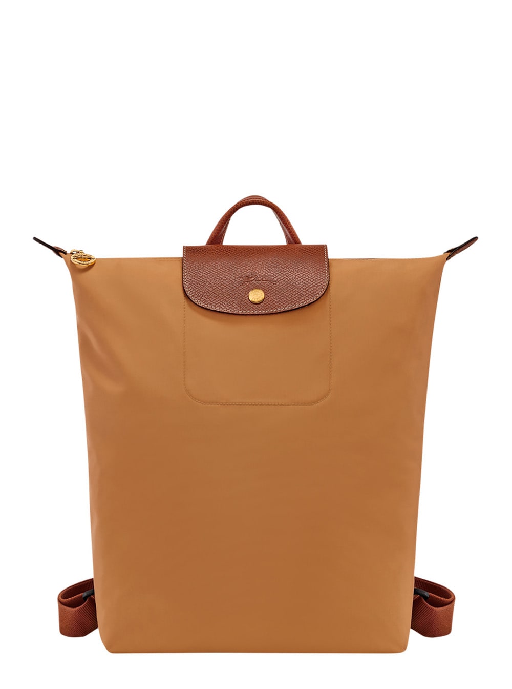 Longchamp Le Pilage Original Beige Medium Backpack With Two Adjustable Shoulder Bag And Embossed Logo On The F