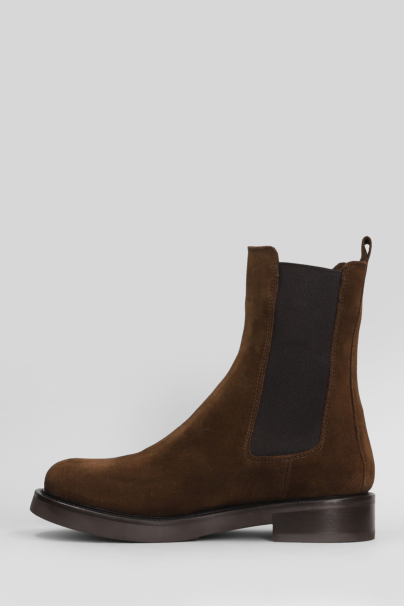 Julie Dee Low Heels Ankle Boots In Leather Color Suede In Brown
