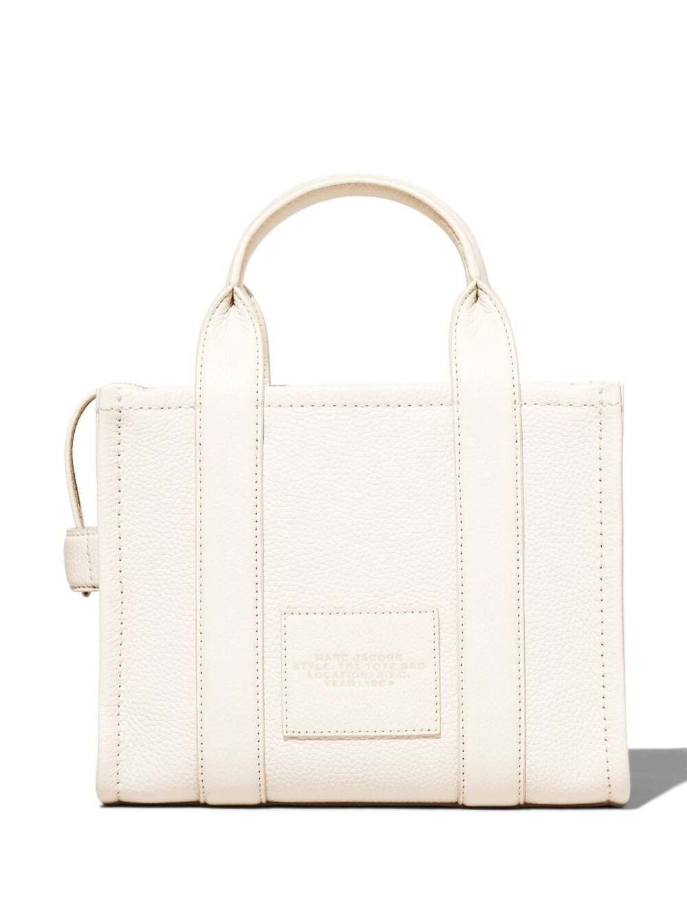 Shop Marc Jacobs The Mini Tote Bag White Shoulder Bag With Logo In Grainy Leather Woman In Grey