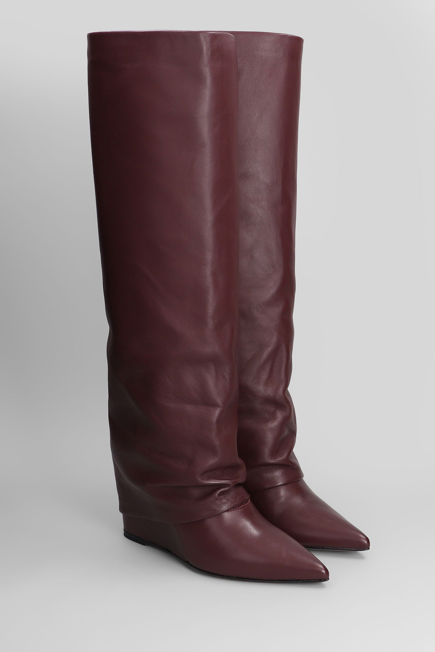 The Seller High Heels Boots In Bordeaux Leather In Multi