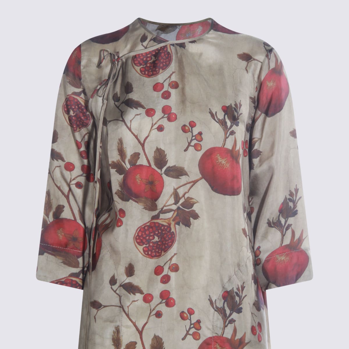 Uma Wang Red And Green Viscose Agina Dress In Gold