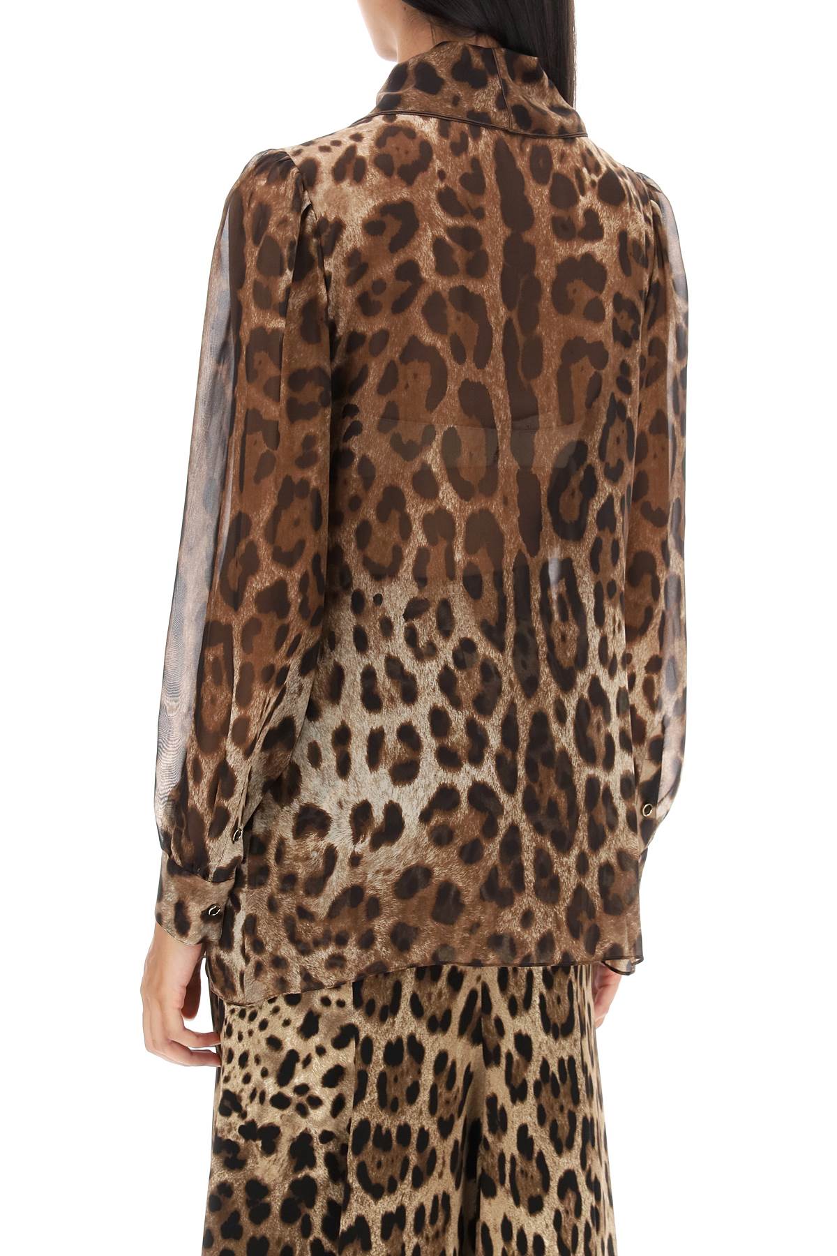 Dolce & Gabbana Leopard Print Chiffon Blouse In Leo New (beige)