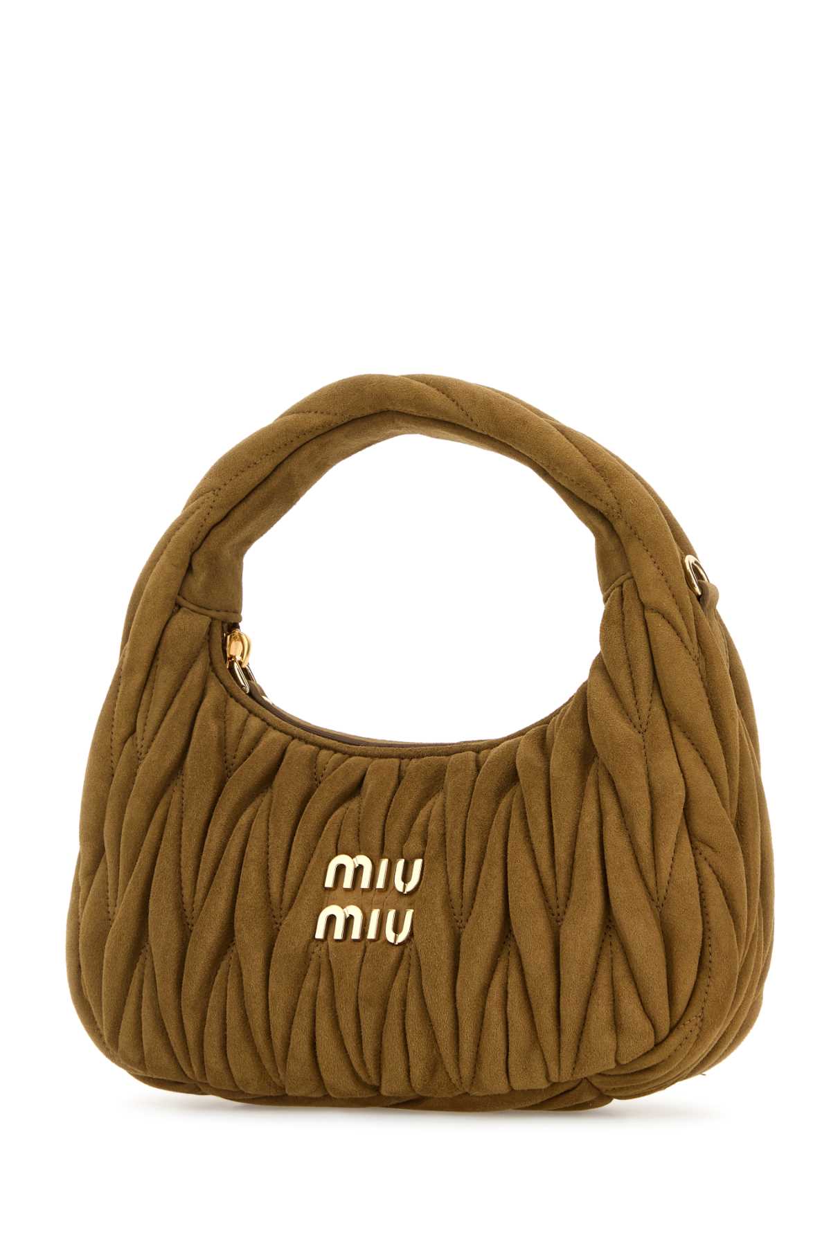 Miu Miu Khaki Suede Handbag In Green
