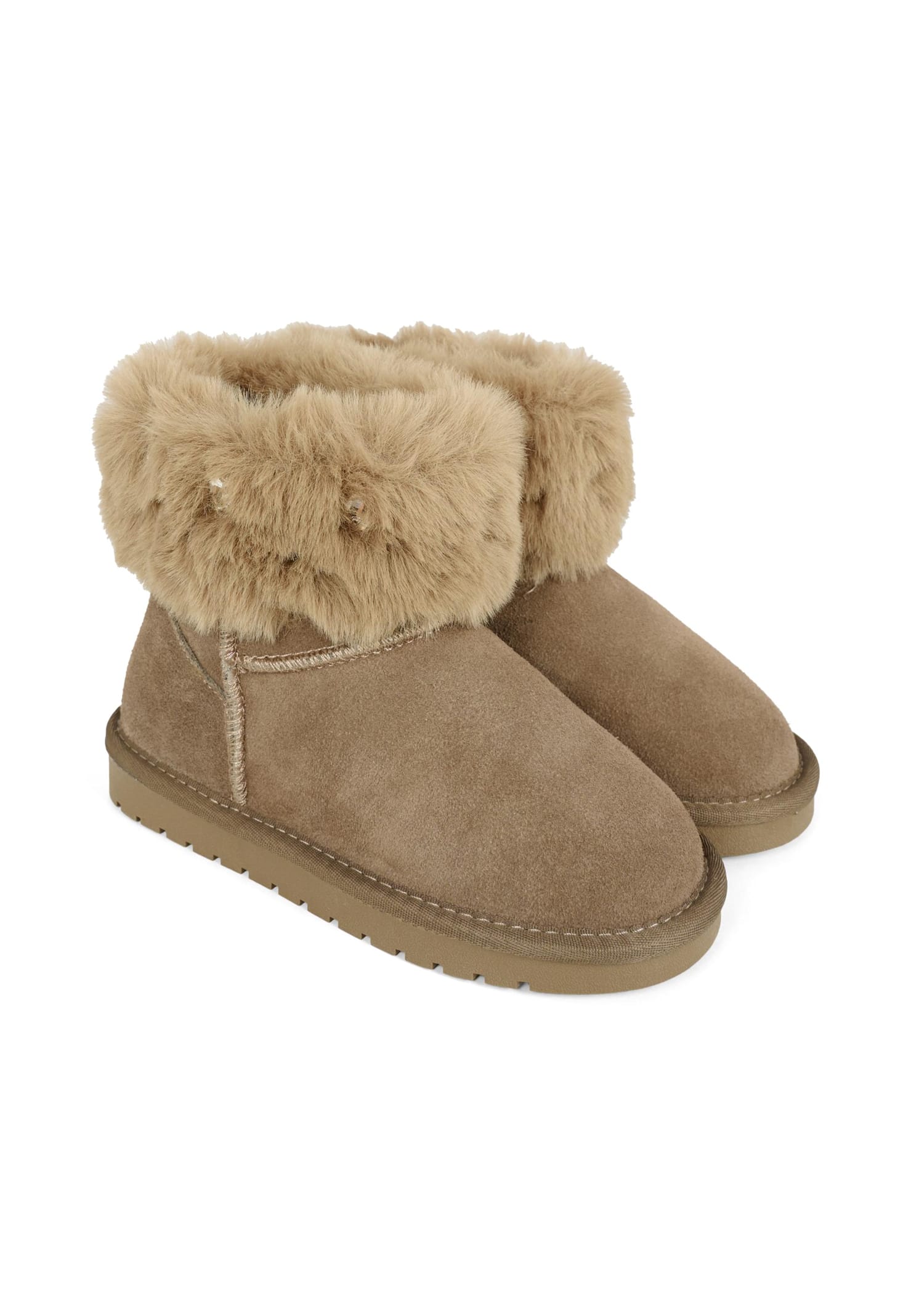 Monnalisa Brown Ankle Boots For Girl With Stones In Brown