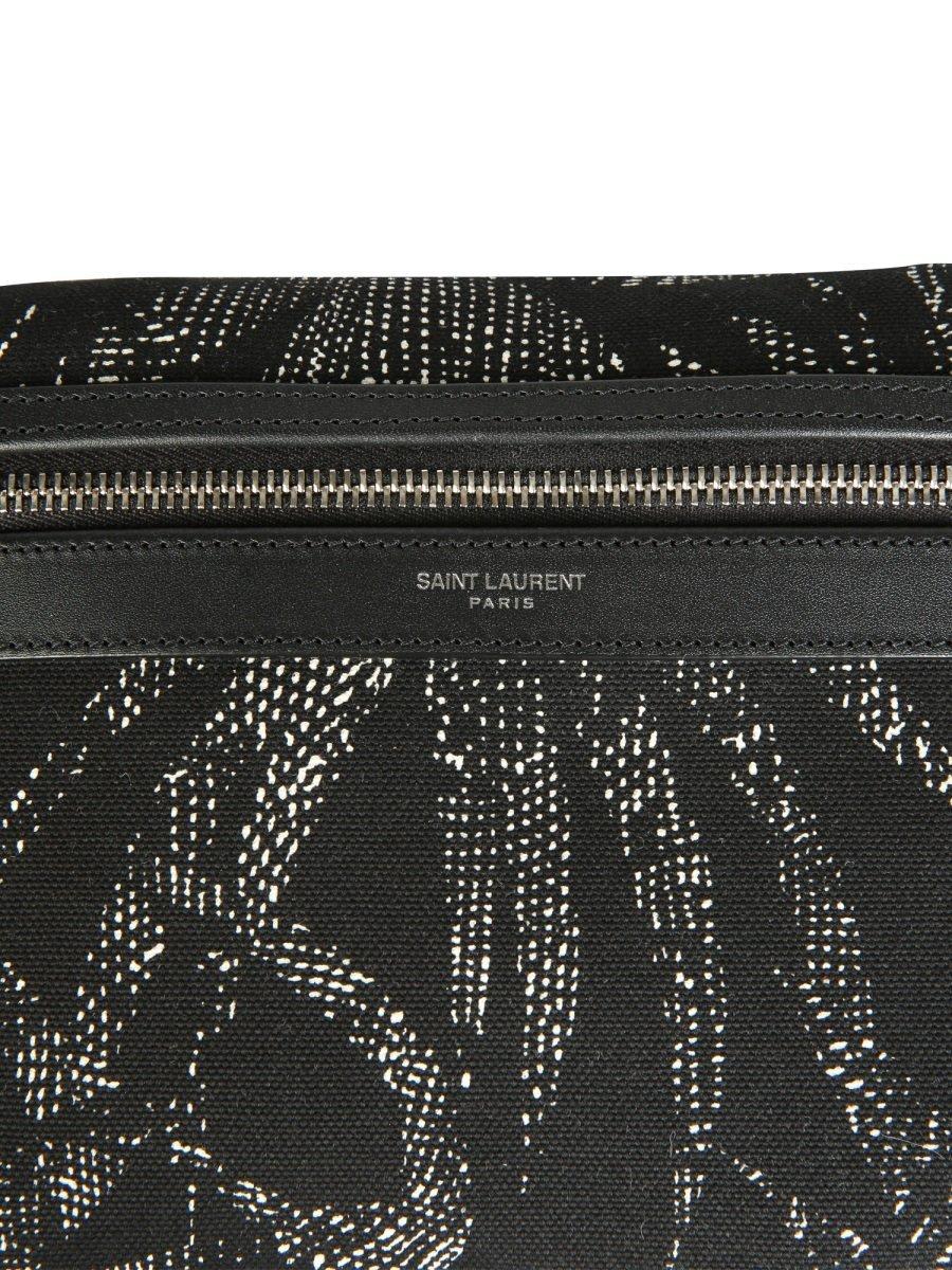 Shop Saint Laurent Tropical Print Belt Bag In Black