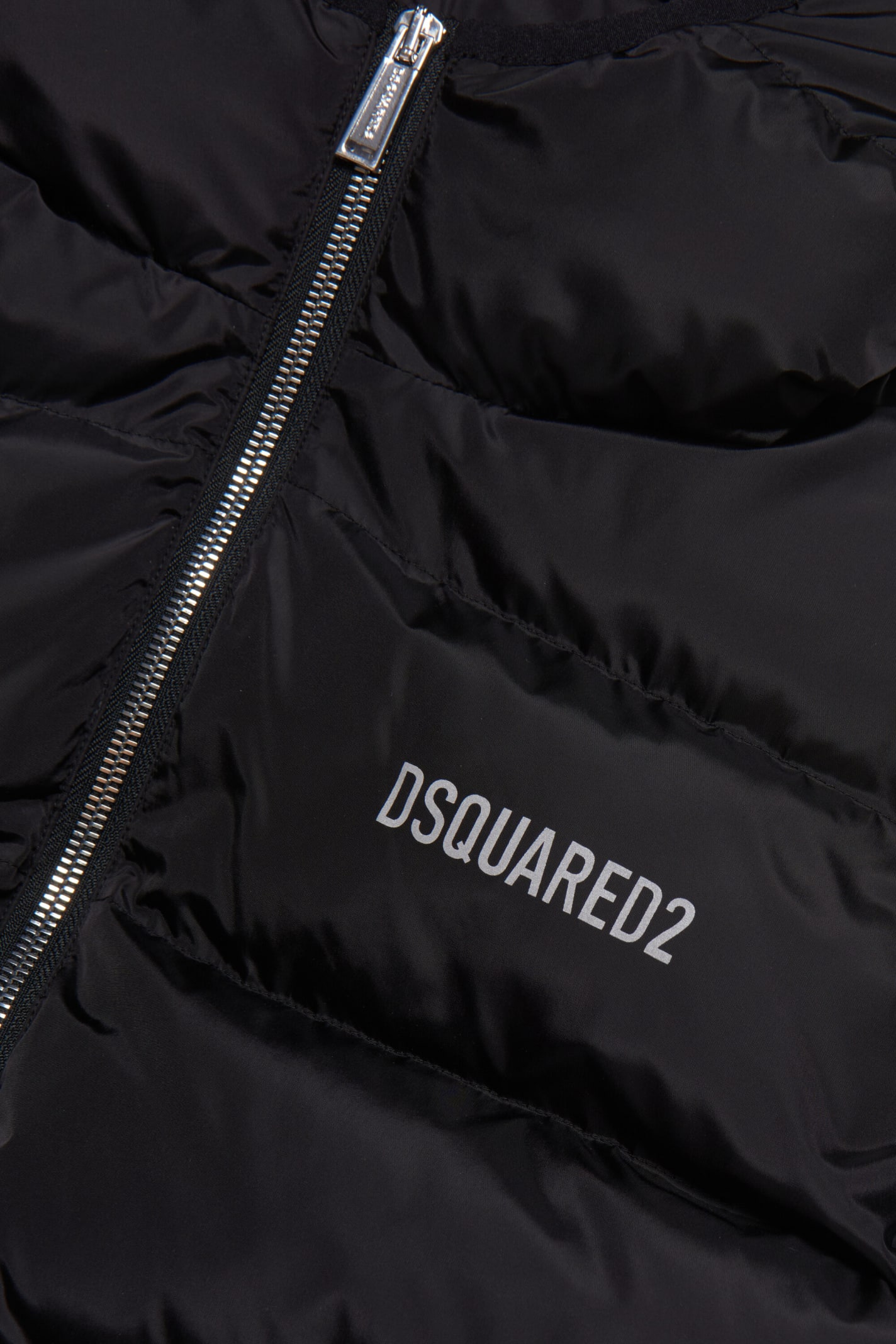 Shop Dsquared2 D2j432u-icon Jacket Dsquared Glossy Padded Jacket With Two-tone Back And Icon Logo In Nero