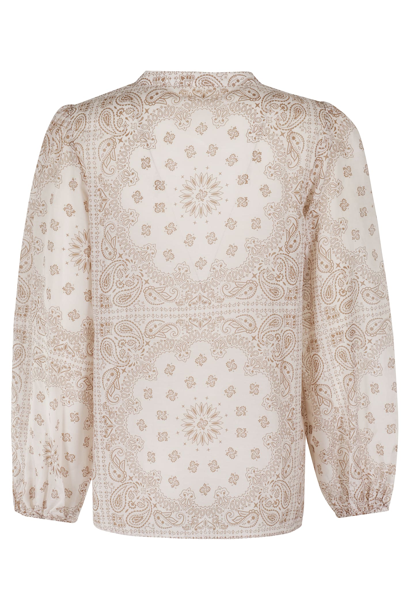 Mc2 Saint Barth Ecru Voile Cotton-silk Blouse With Korean Collar