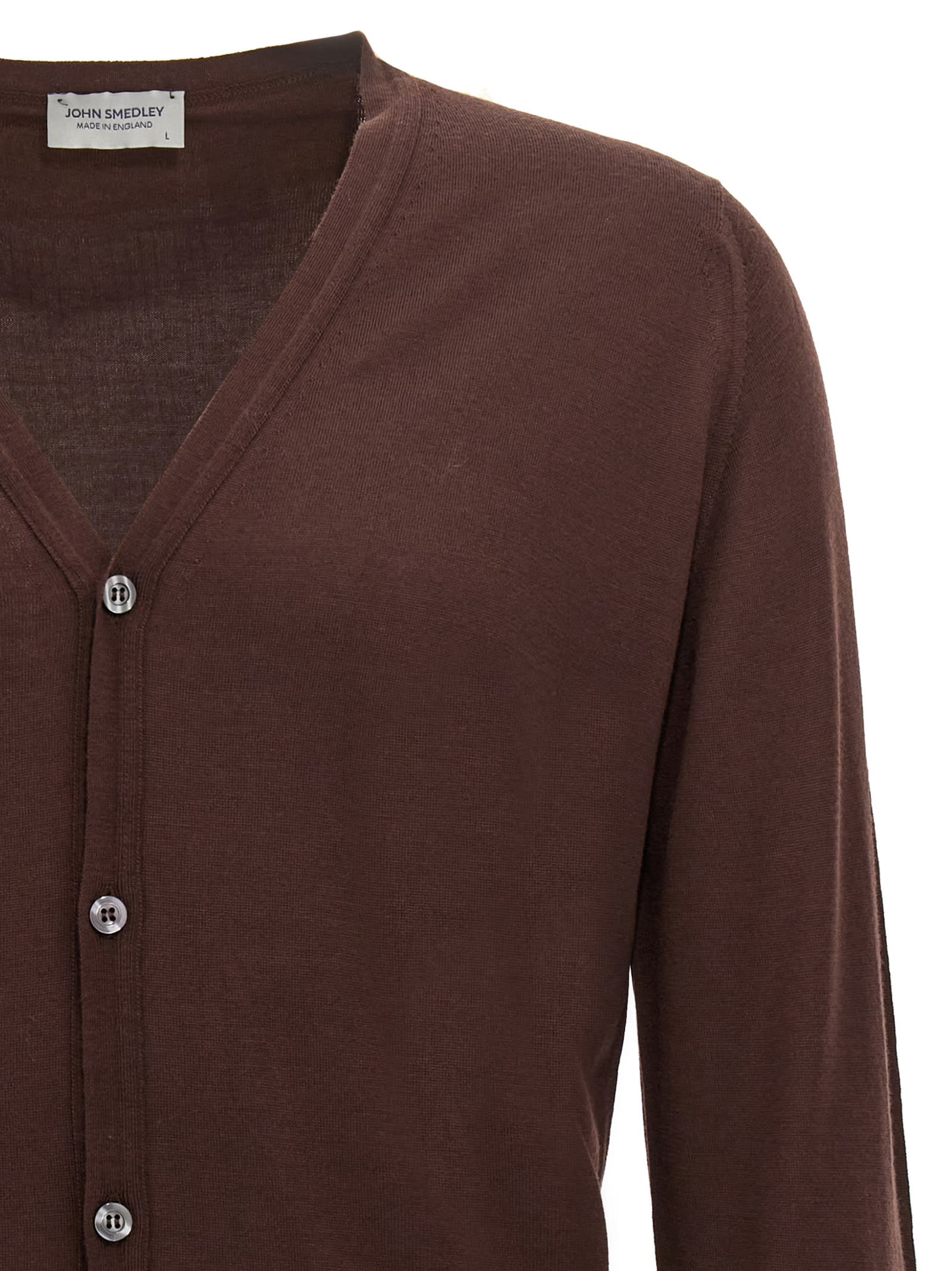 Shop John Smedley Petworth Cardigan In Brown