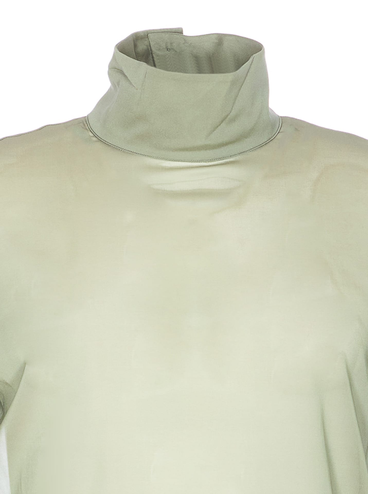 Gucci High Neck Long Sleeve Sheer Shirt In Green