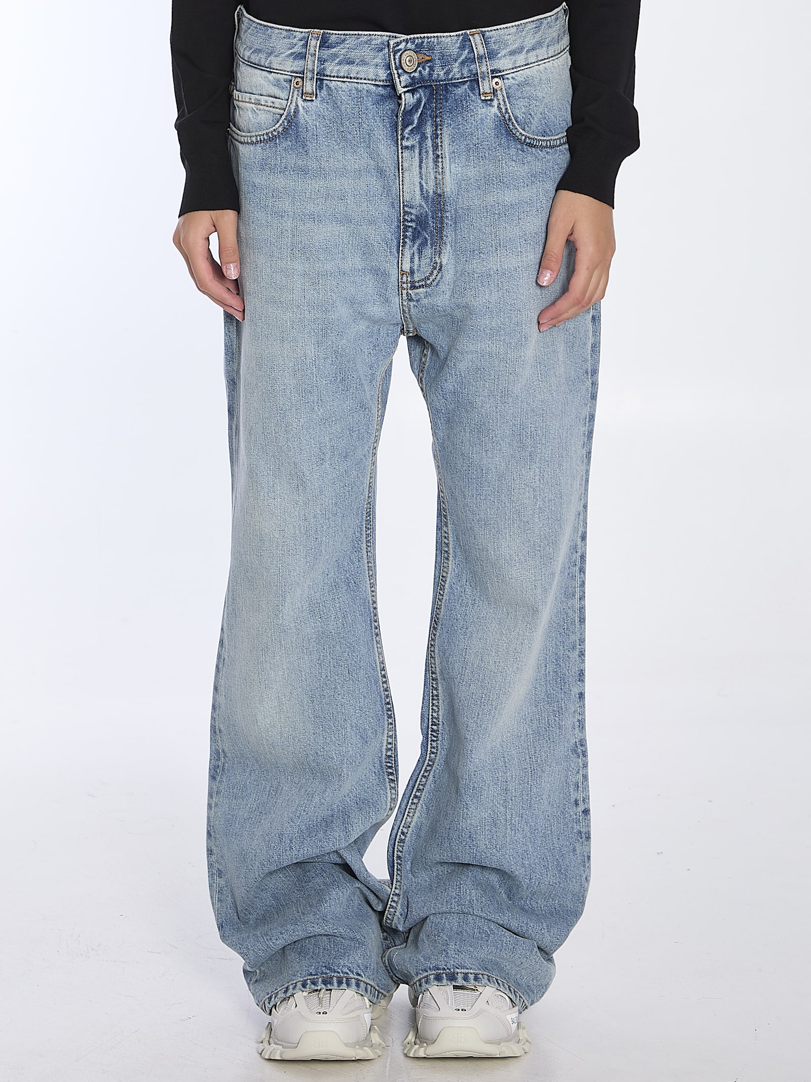 Shop Balenciaga Flared Jeans In Blue