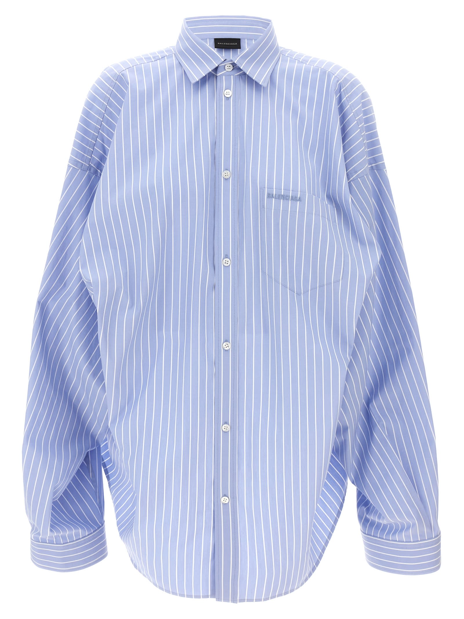 Shop Balenciaga Asymmetric Shirt In Light Blue