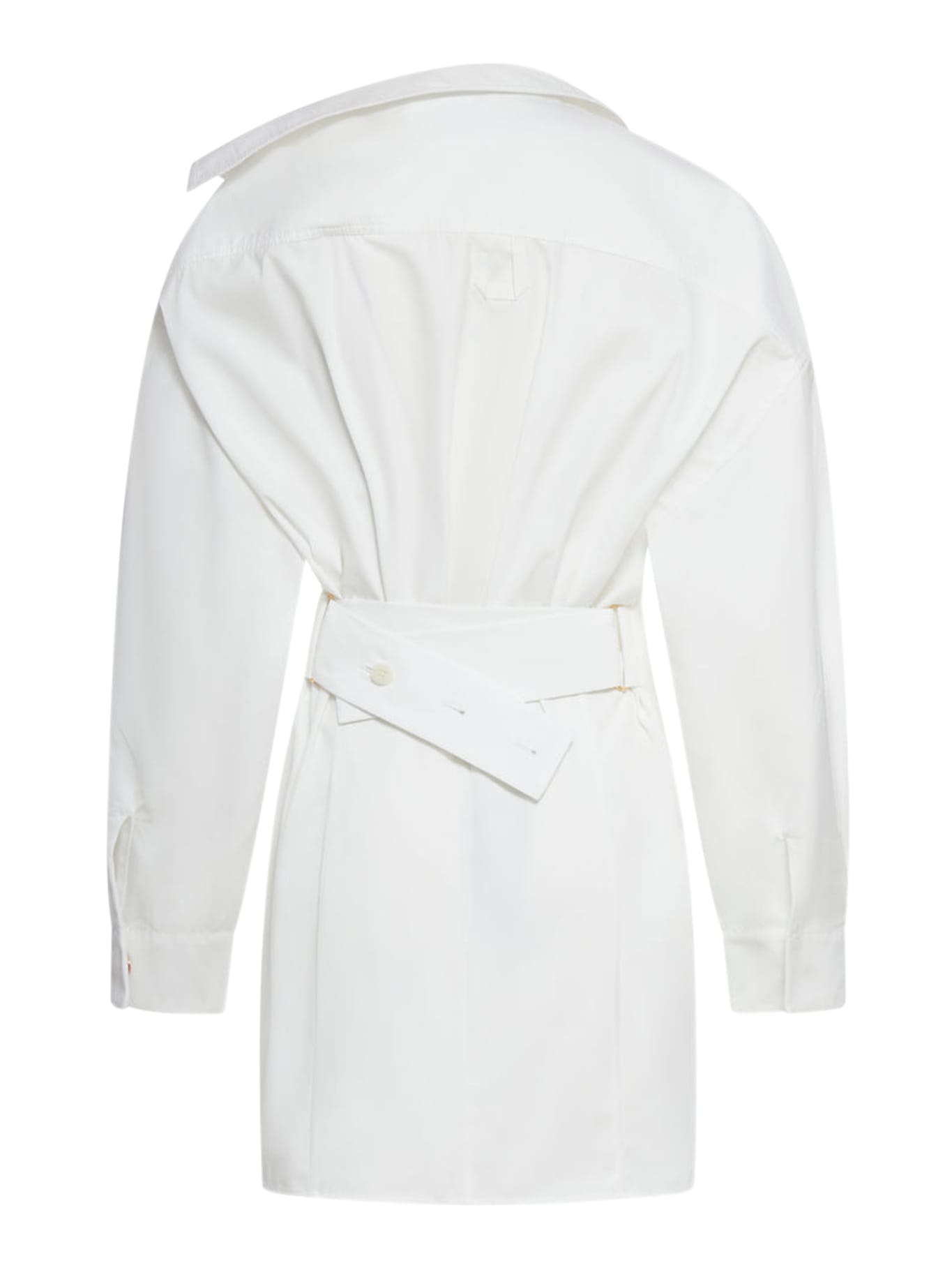 Jacquemus Les Sculptures Dropped Shoulder La Mini Robe Chemisier Dress In White