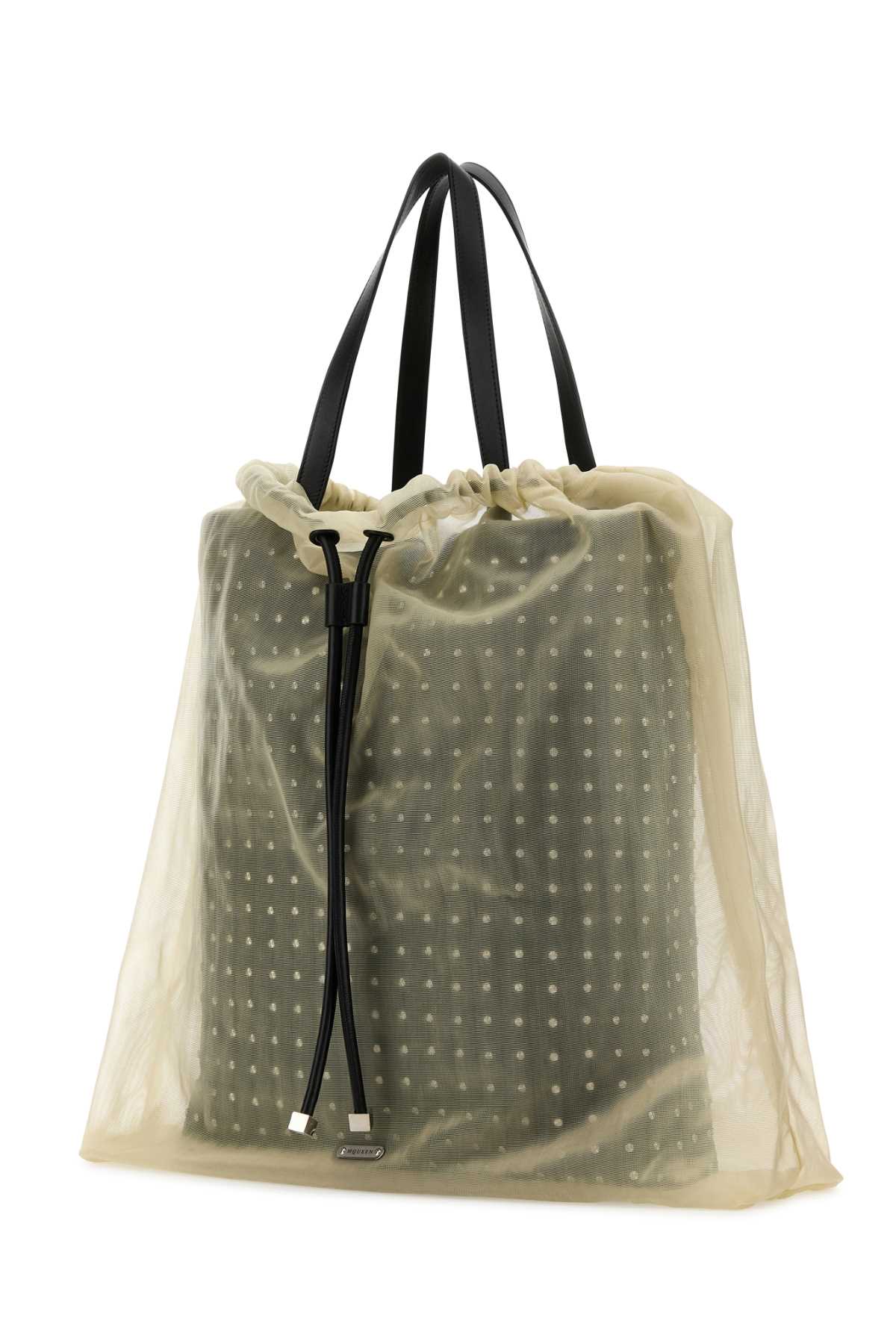 Alexander Mcqueen Women Two-tone Leather And Tulle Nebula Shopping Bag In Blacksilver