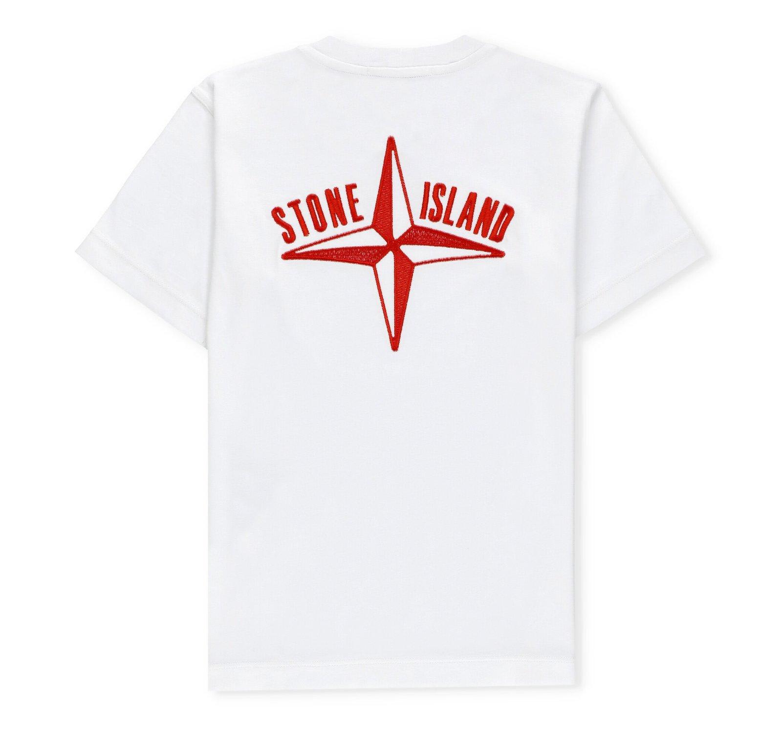 Stone Island Logo-embroidered Crewneck T-shirt In Bianco