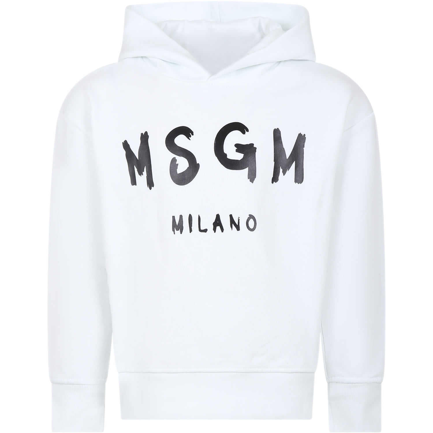 Msgm White Sweatshirt For Kids With Logo