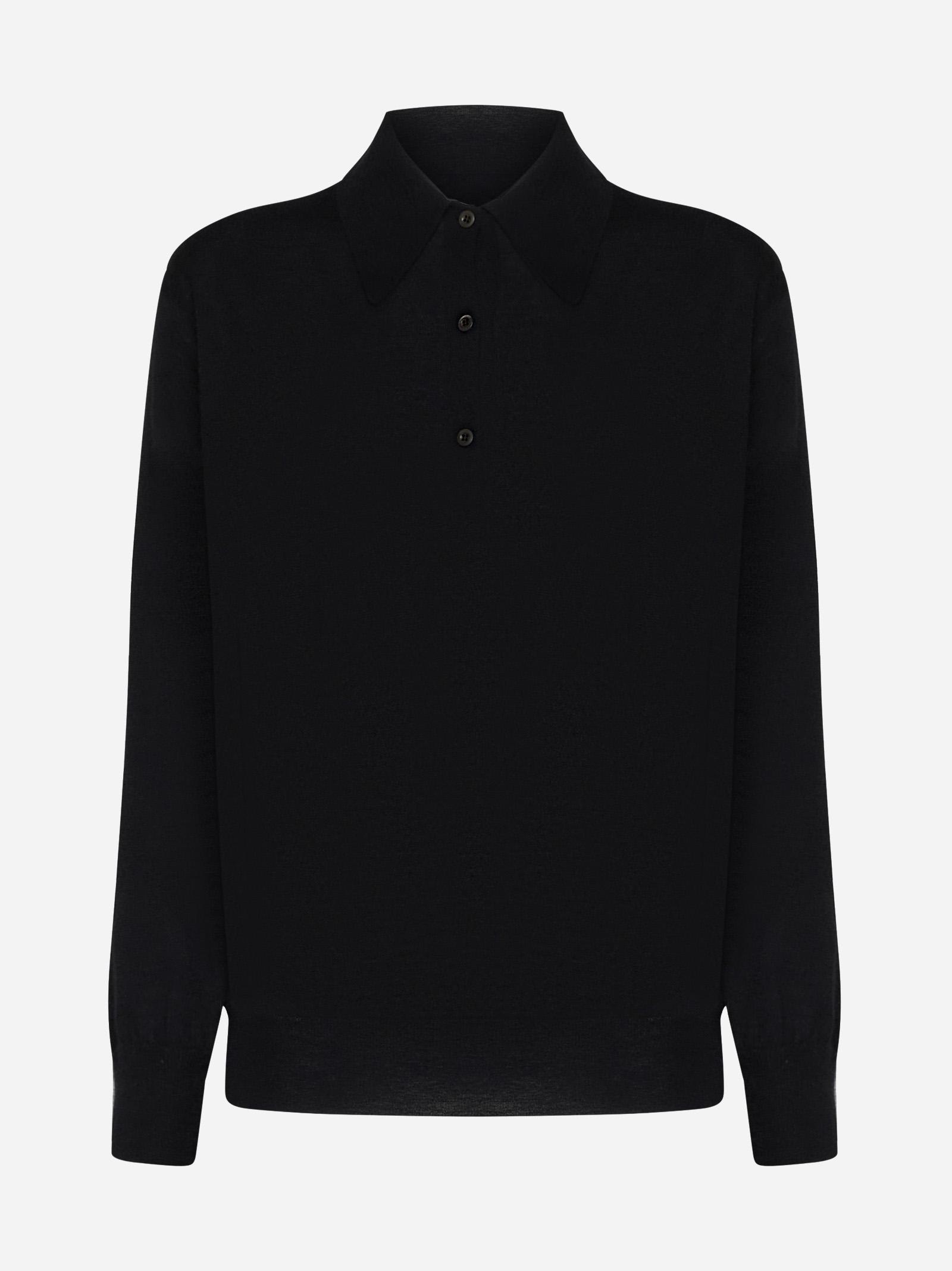 Shop Prada Cashmere Polo Shirt In Black