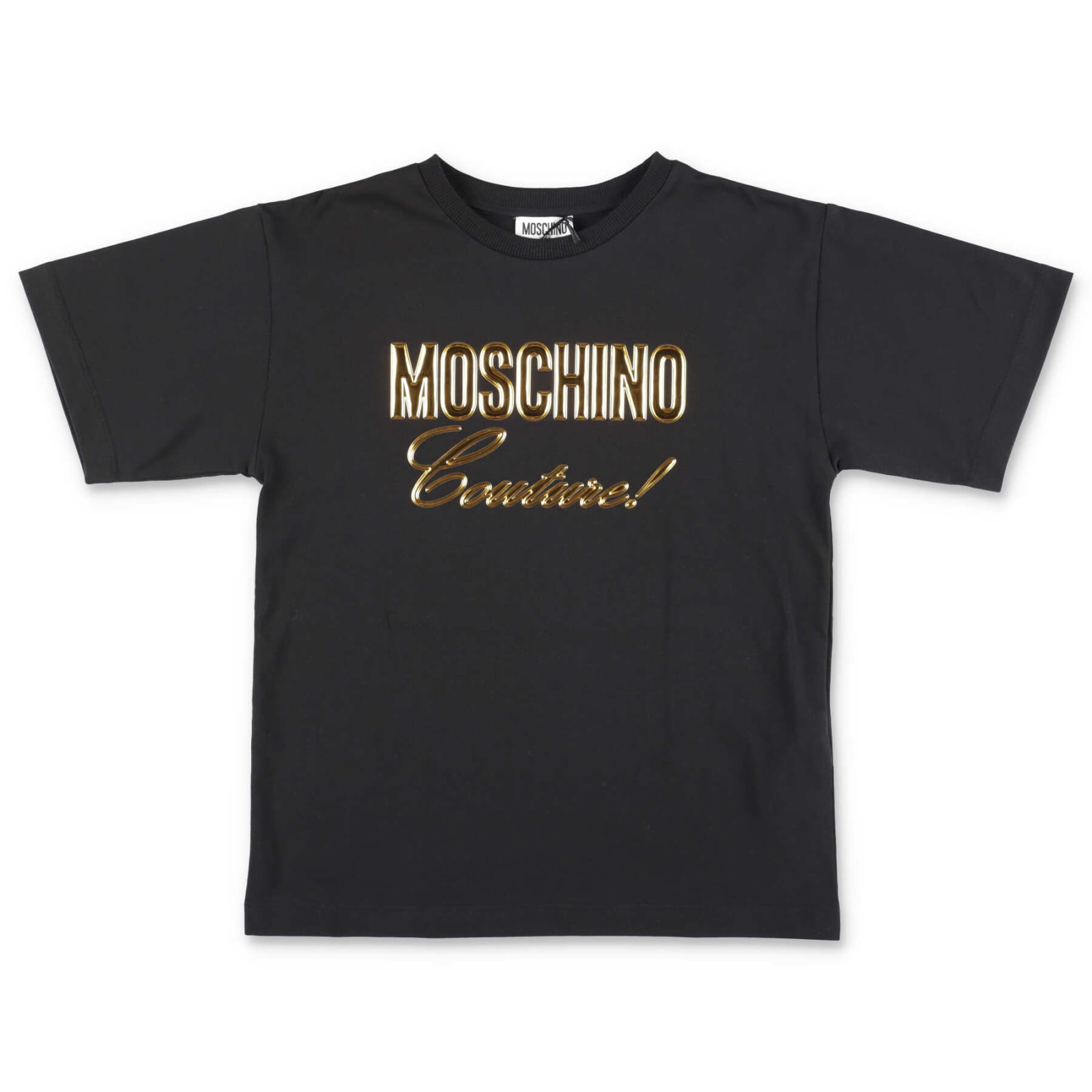 Moschino Maxi T-shirt Nera In Jersey Di Cotone