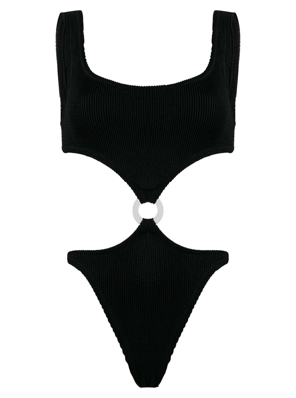Rein Olga Womans One-piece Swimsuit In Black Fine Ribbed Knit