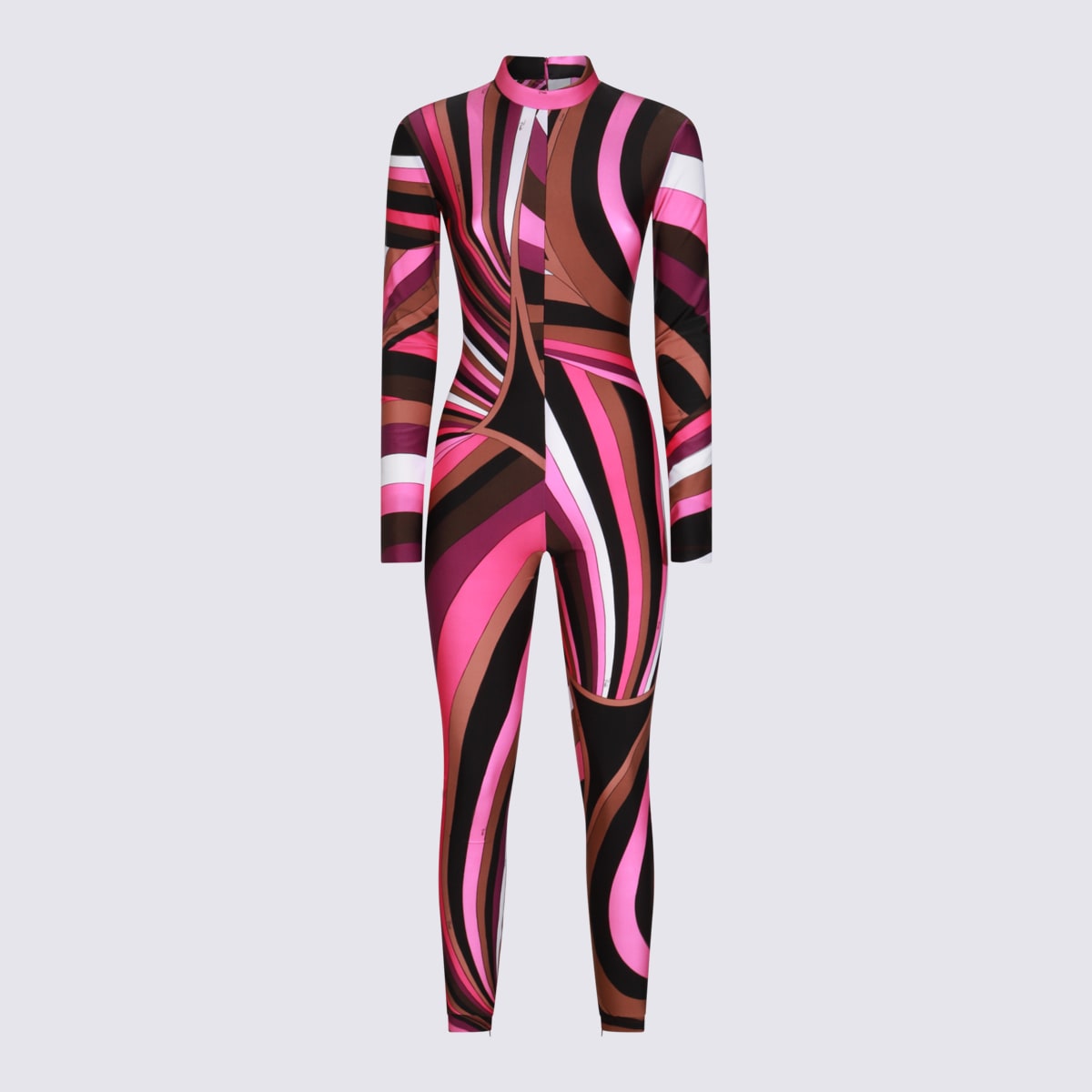 Shop Pucci Pink Multicolor Jumpsuit In Fuxia/marrone