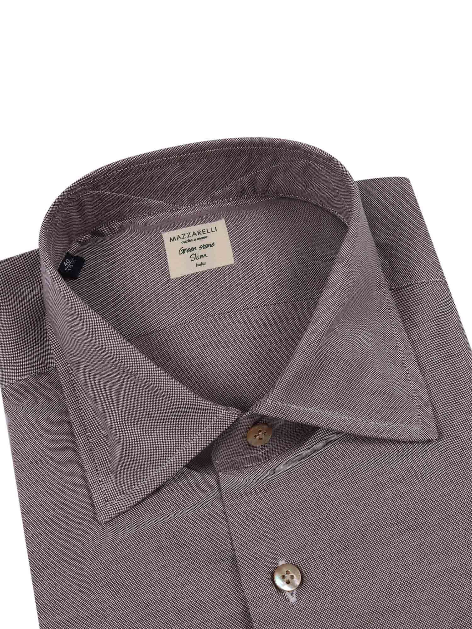 Mazzarelli Oxford Cotton Slim Fit Shirt In Brown