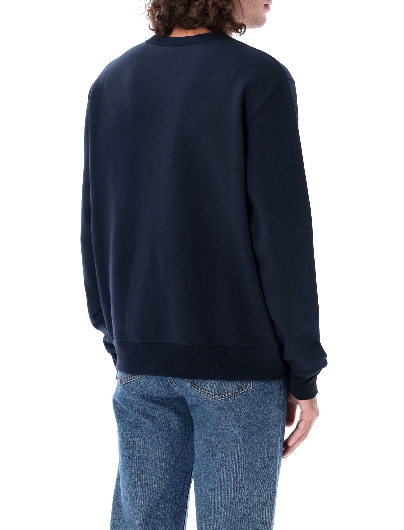 Shop Apc Sweat Boxy Petite In Dark Navy/ecru